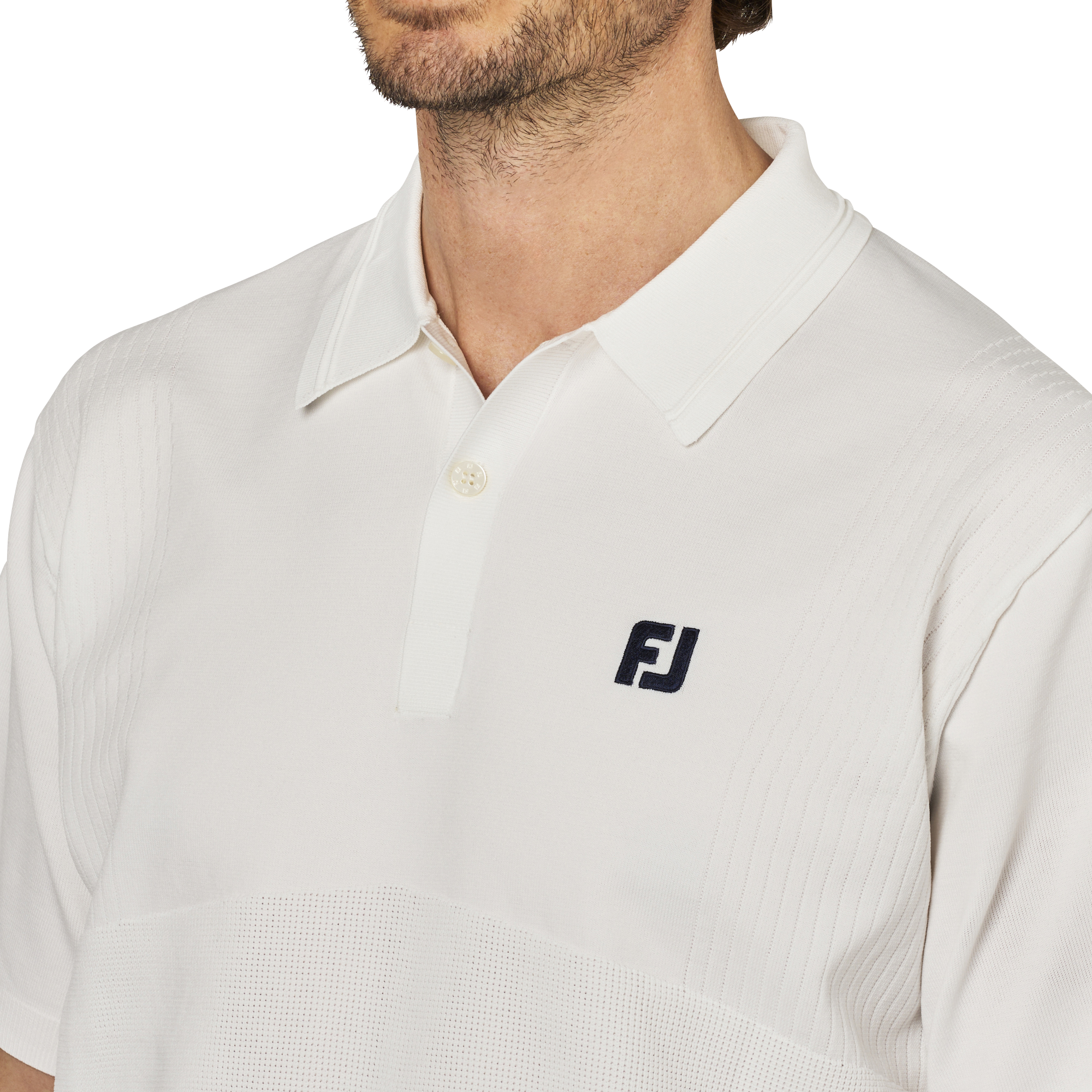 編地切替半袖セーターポロ