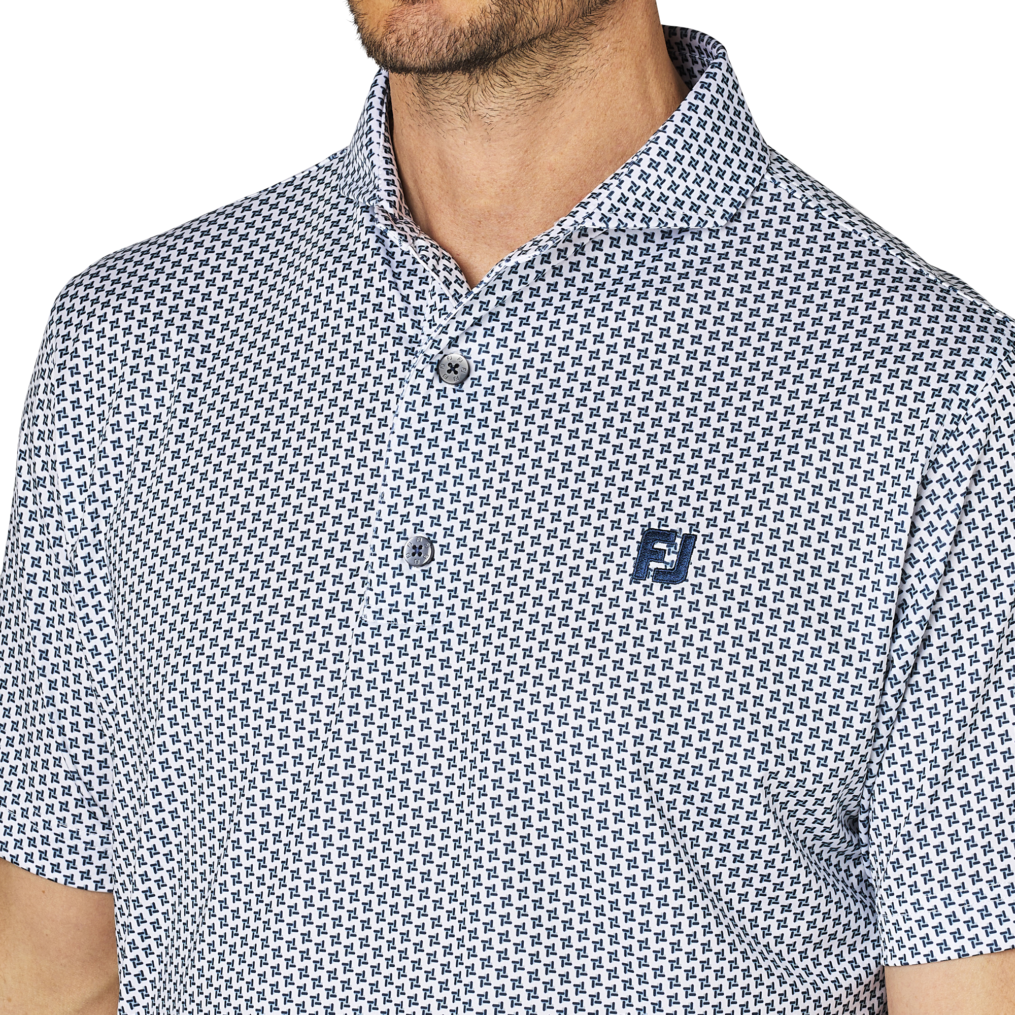 ジオメトリックプリント半袖ワイドカラーシャツ