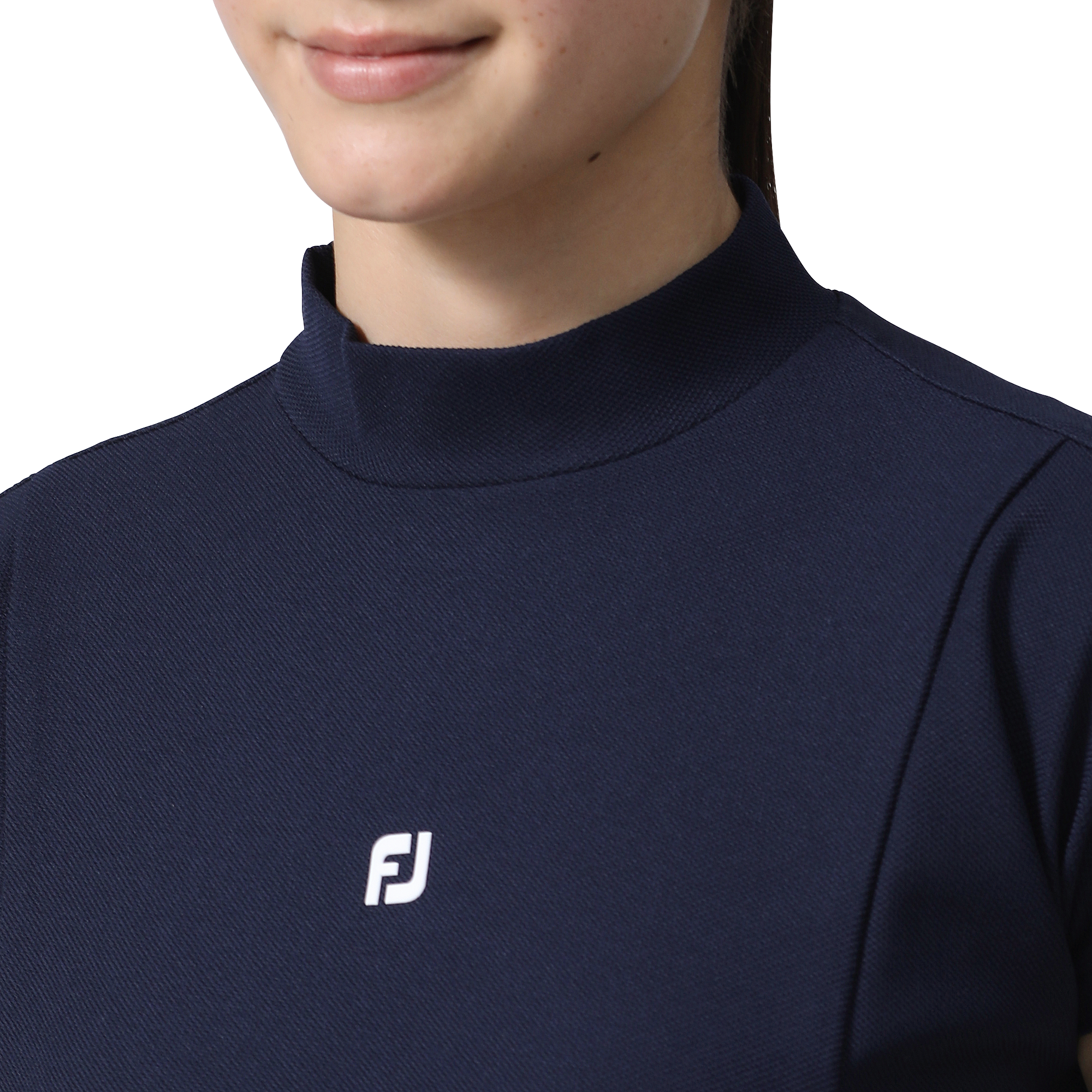 モックネック半袖ワンピース