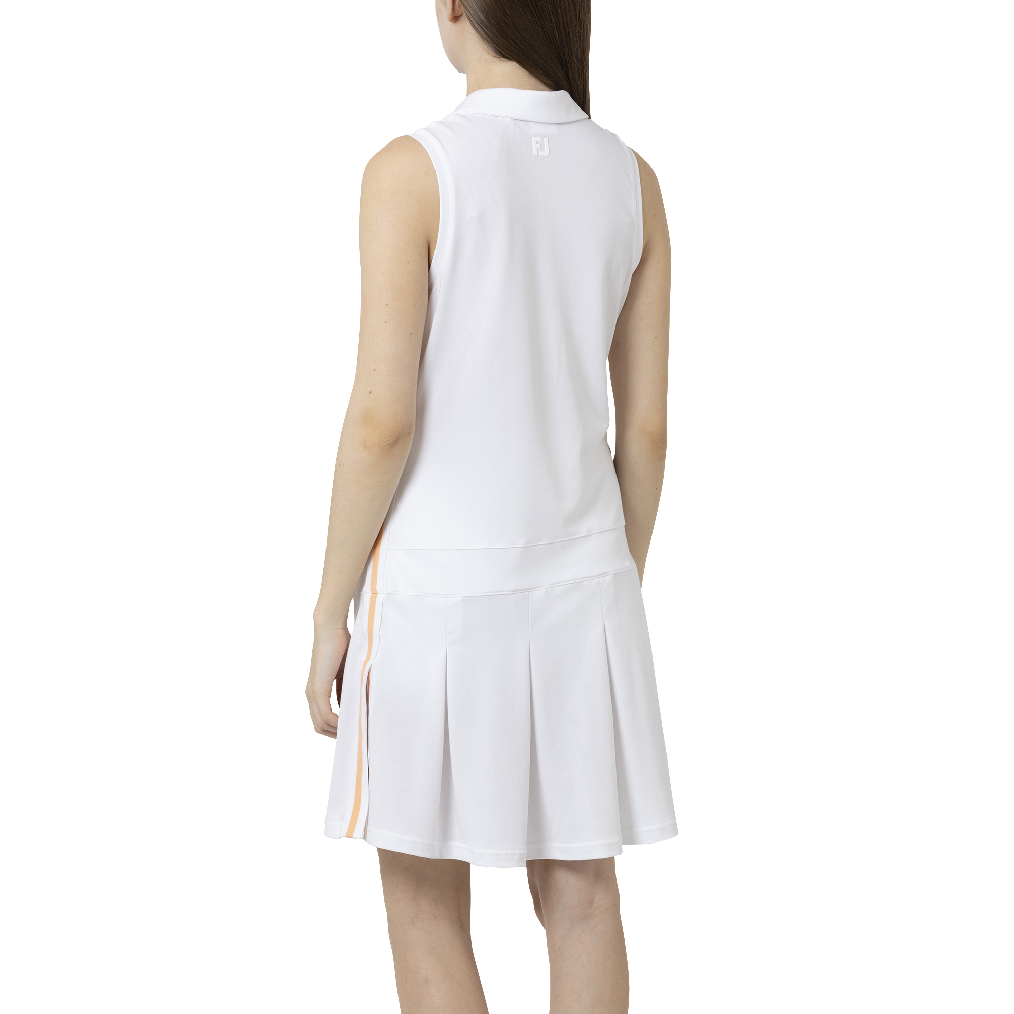 鹿の子ストレッチ オープンプラケット ノースリーブ シャツドレス