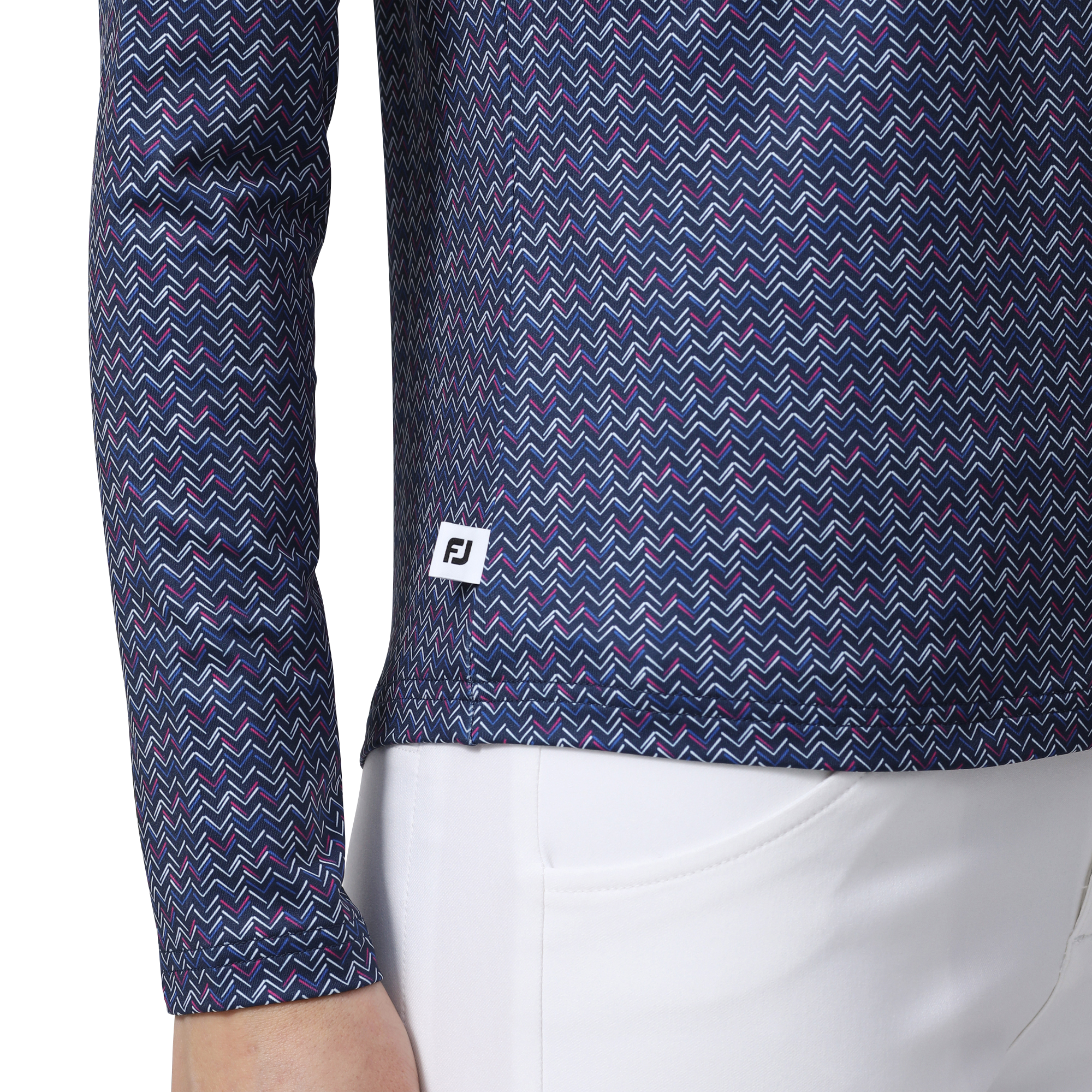 WOMEN'S シェブロンプリント長袖ストレッチシャツ