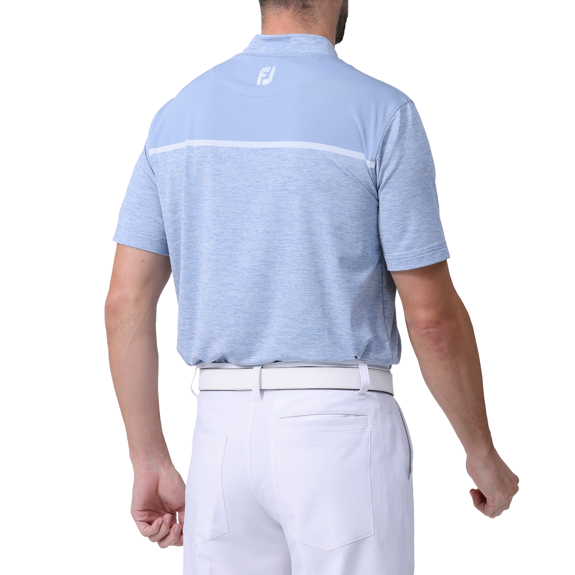 カラーブロック半袖モックネックシャツ