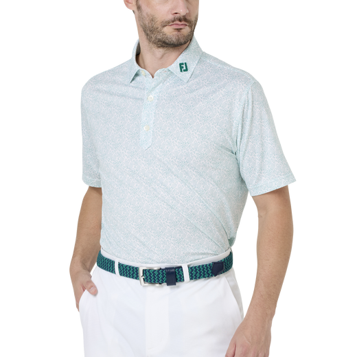 ウィングチップフローラル ストレッチライル半袖シャツ