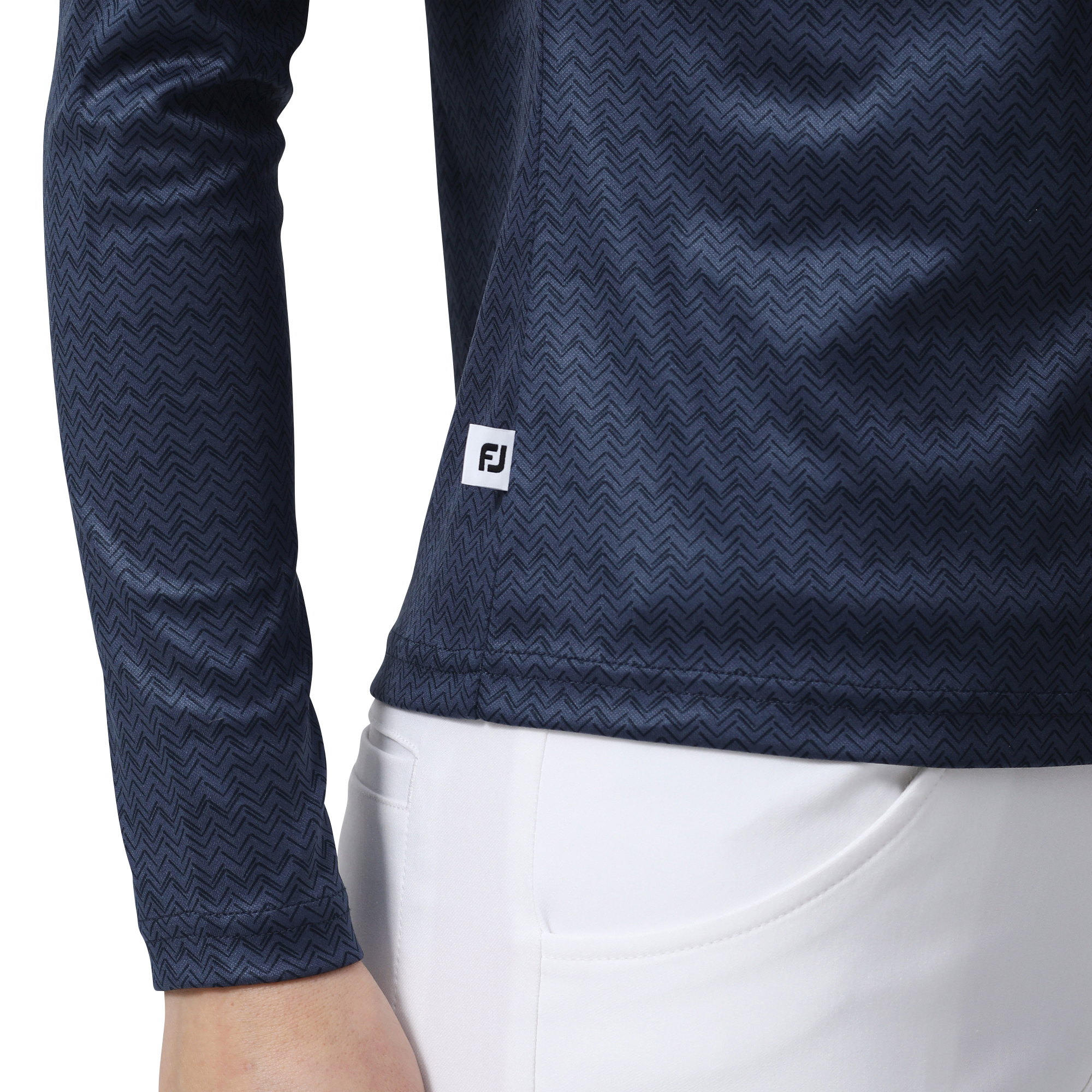 WOMEN'S シェブロンプリント サーモライト長袖保温タートルネックシャツ