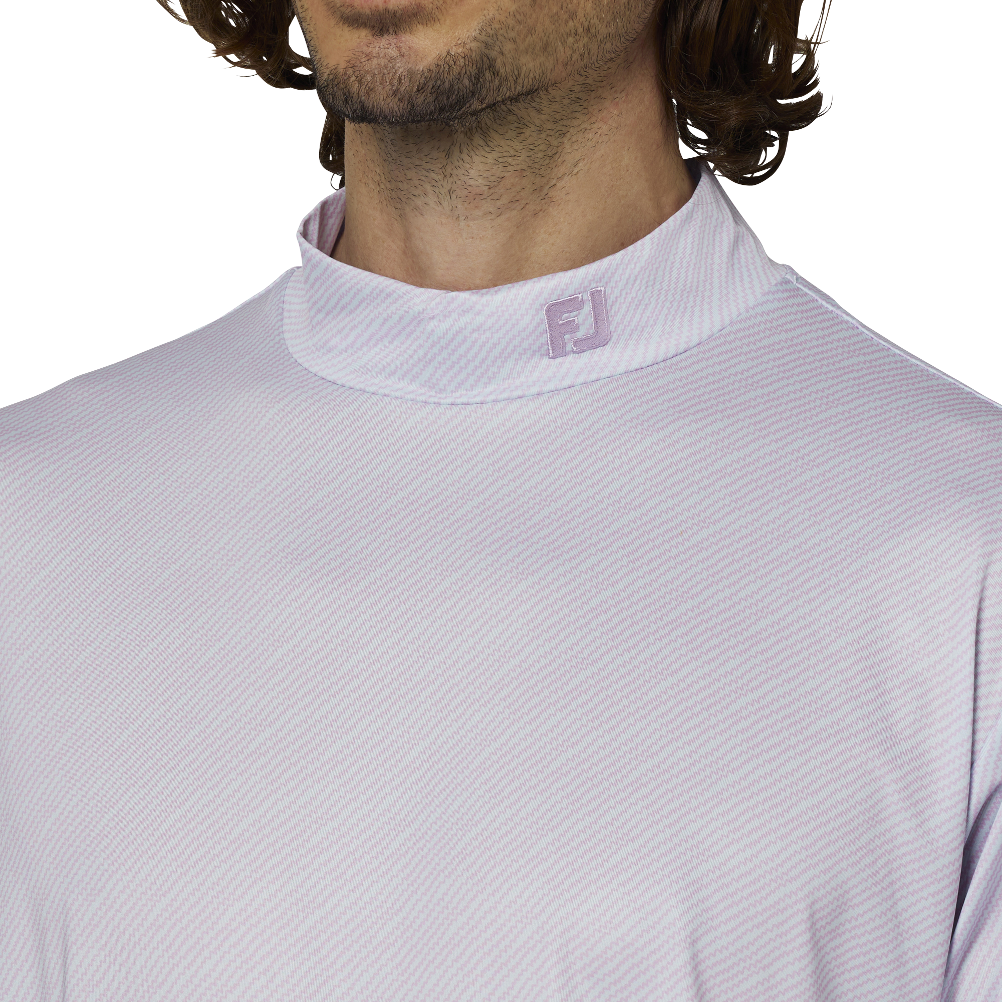 ウェーブラインプリントモックネック長袖シャツ