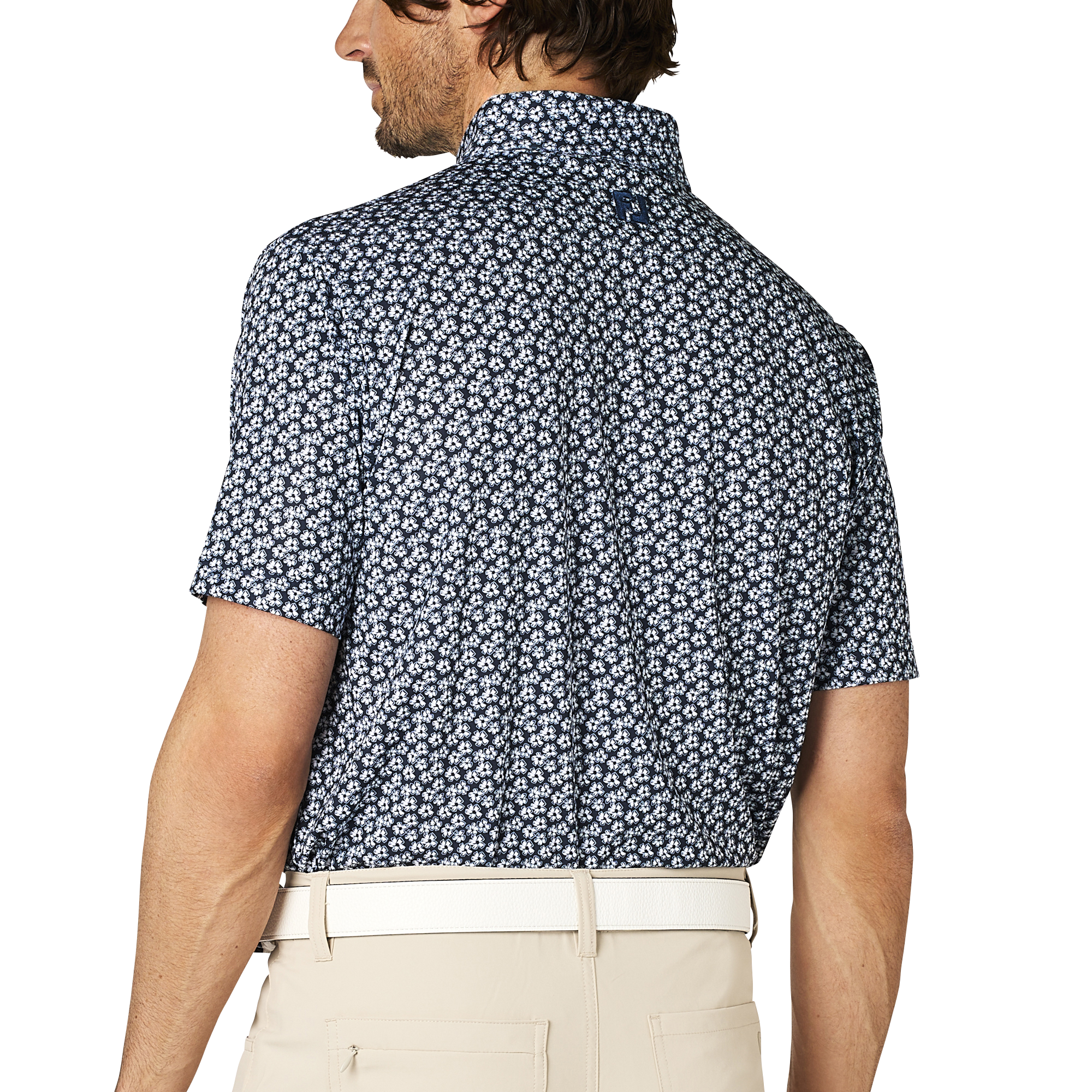 フラワープリント半袖ボタンダウンシャツ