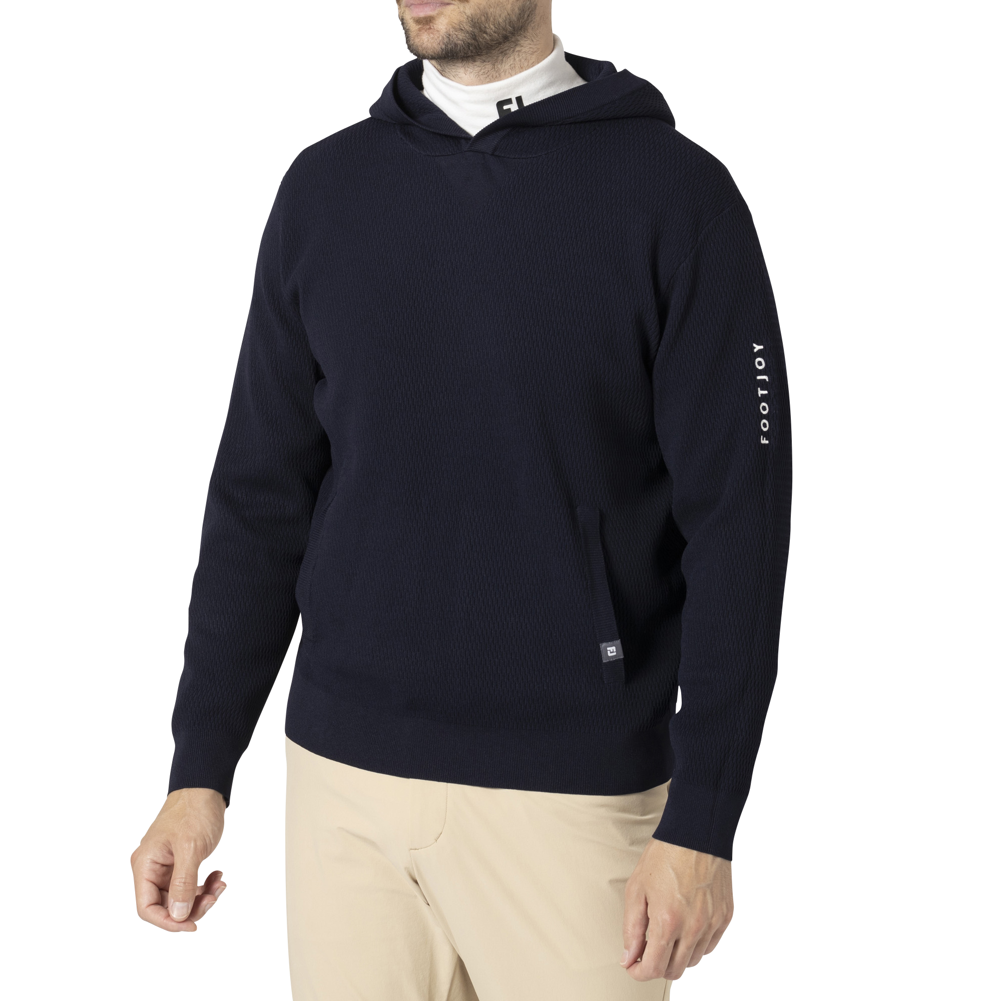 MEN'S ハニカム柄 長袖プルオーバーセーターフーディー