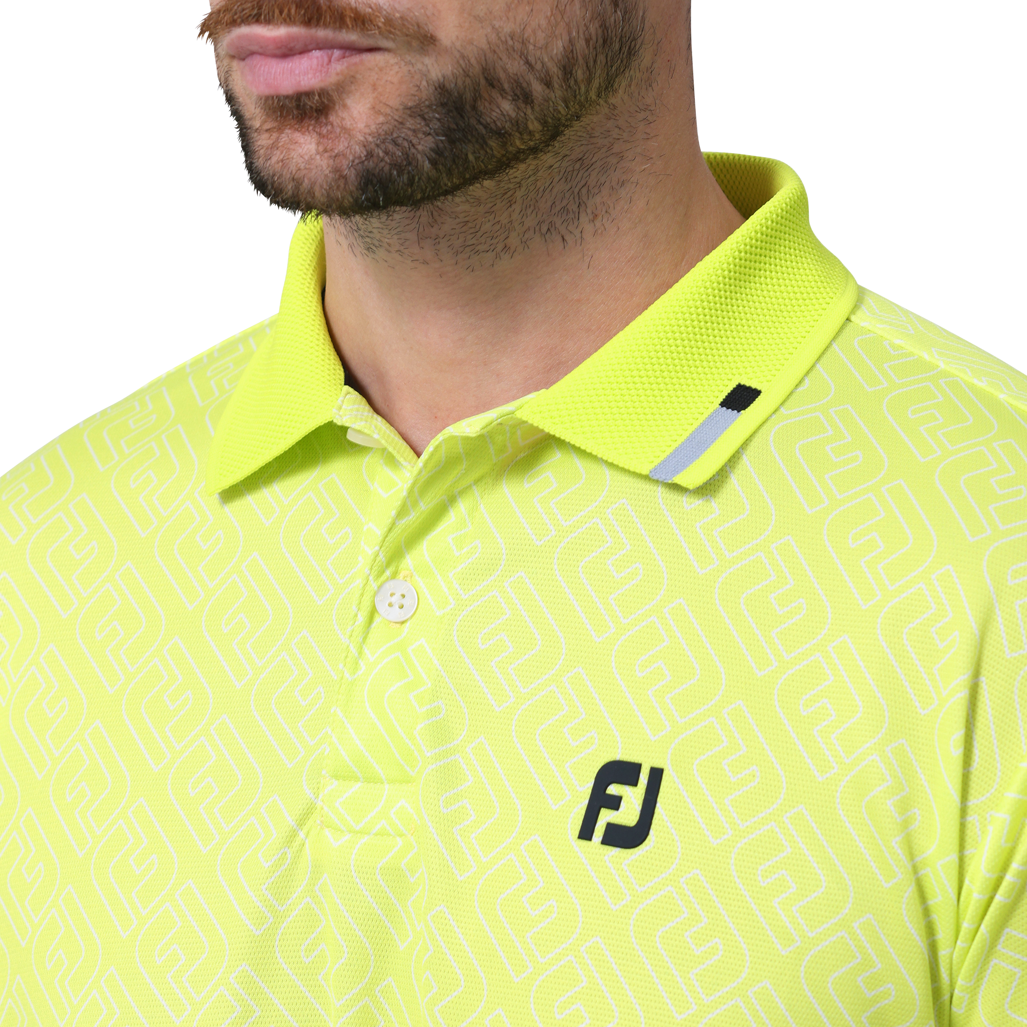 FJアウトラインプリント半袖メッシュポロ