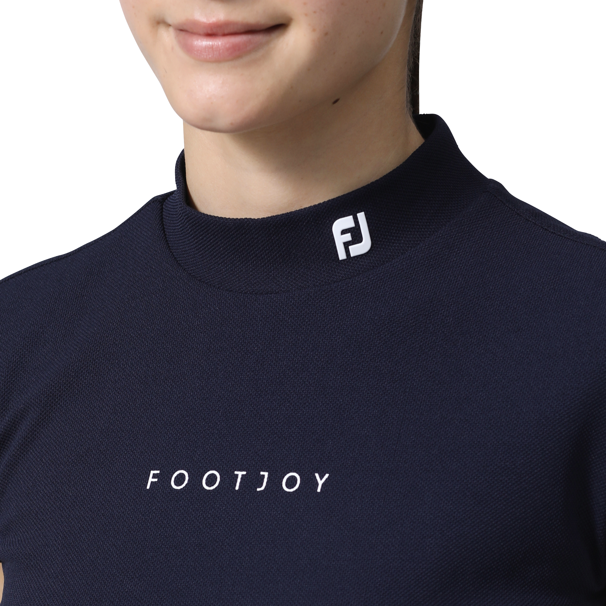 ファブリックミックスノースリーブモックネックシャツ