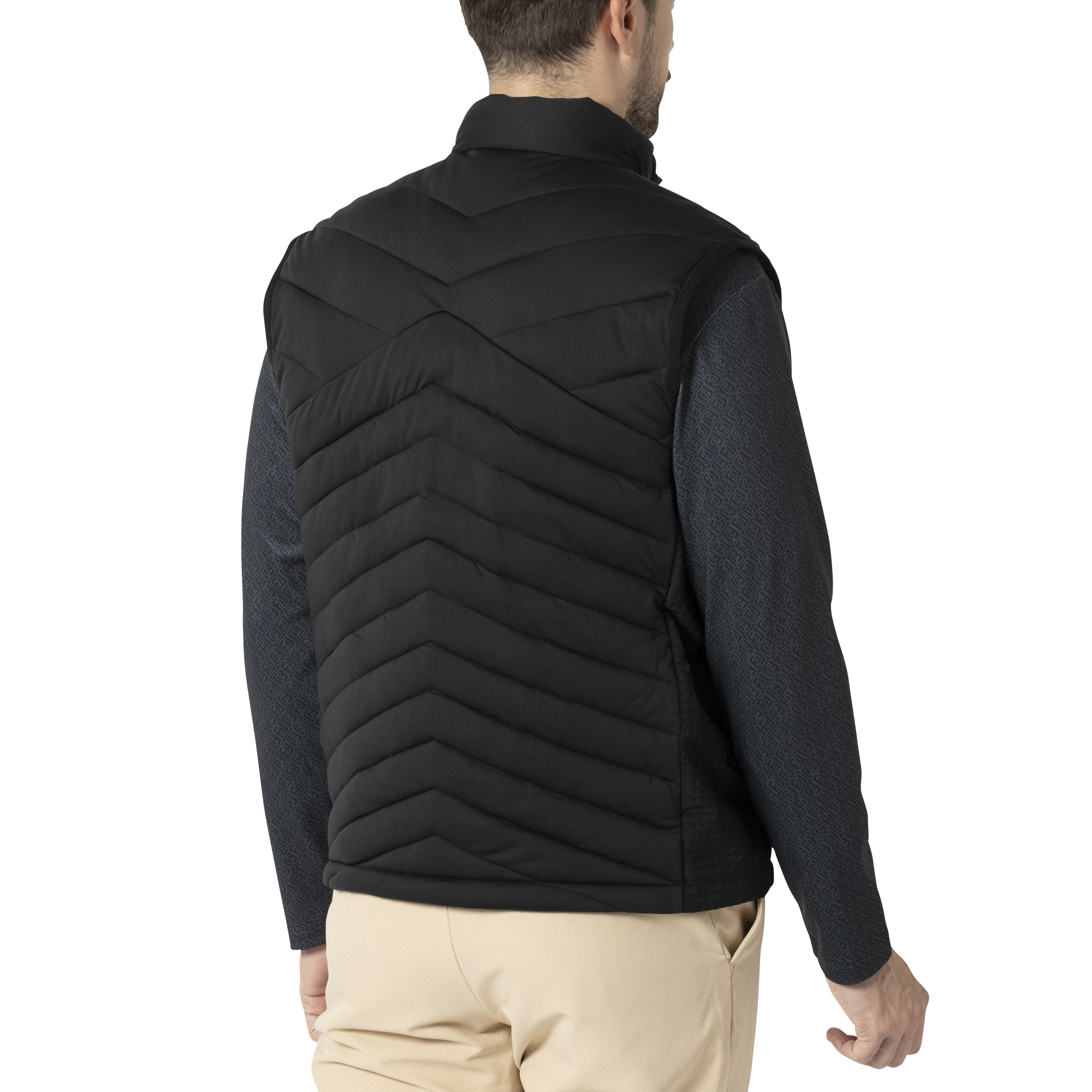 MEN'S 防風ニットラミネーション フルジップ中綿ベスト