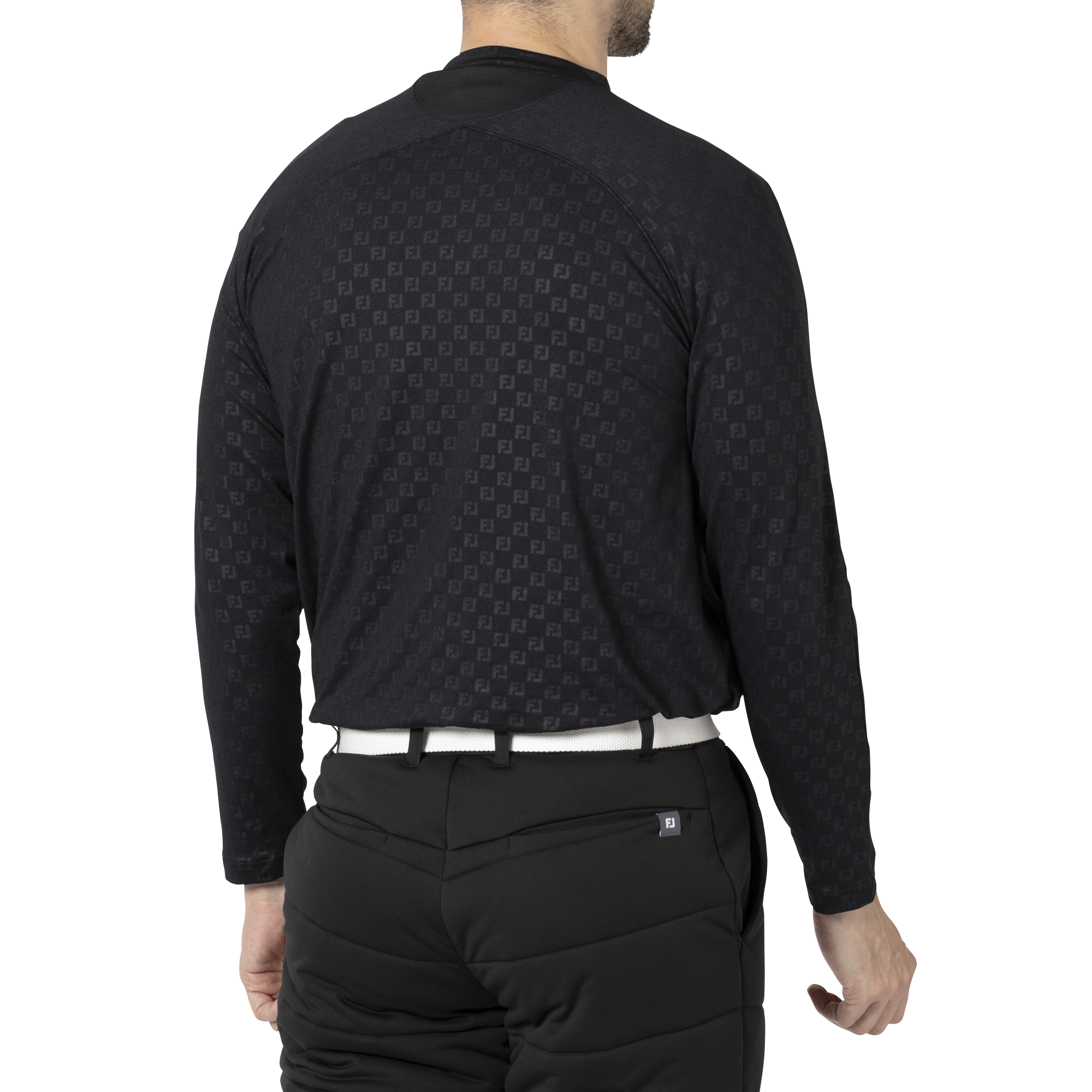 MEN'S 起毛FJエンボスプリント 長袖モックネックシャツ