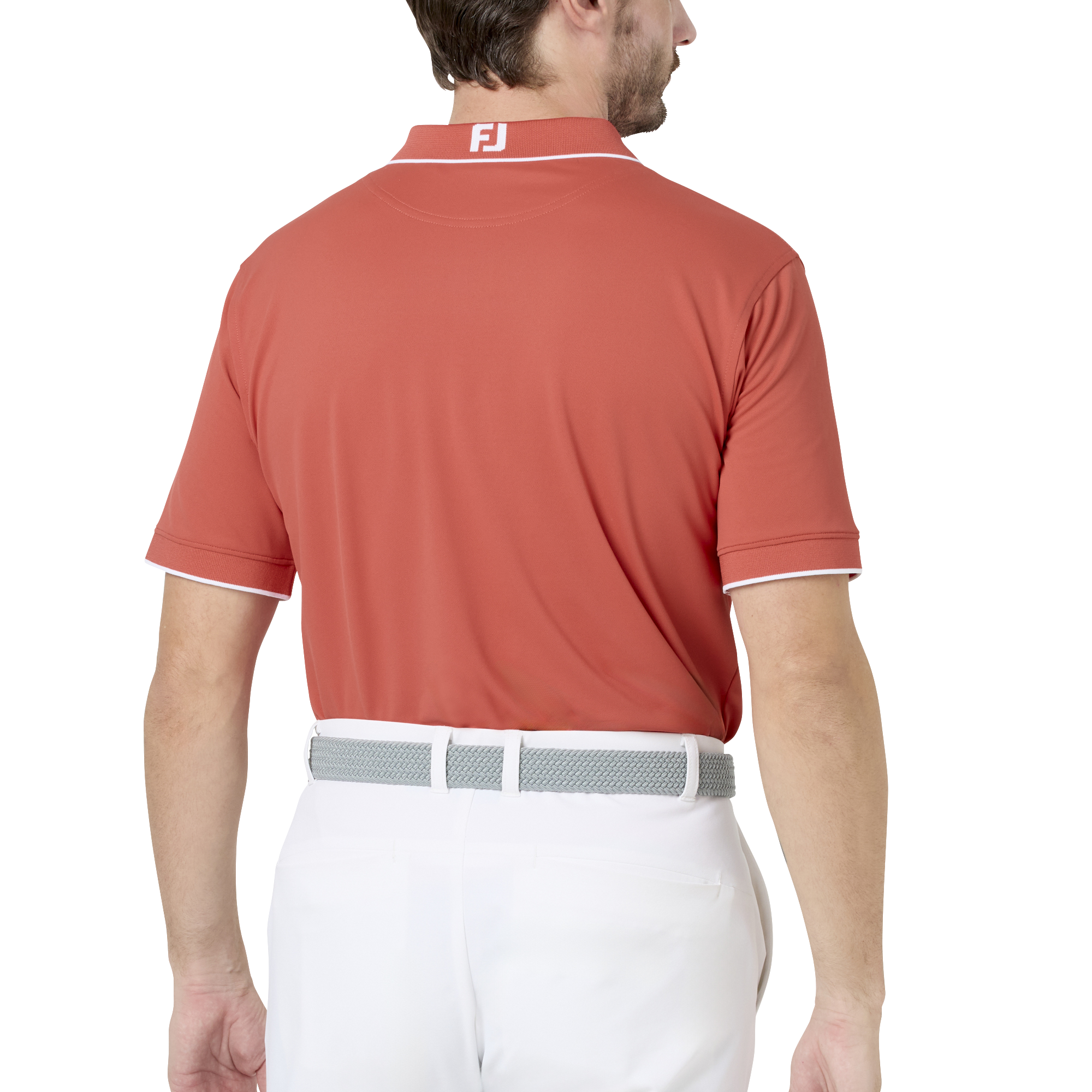 FJロゴ襟ライン ストレッチ鹿の子半袖シャツ