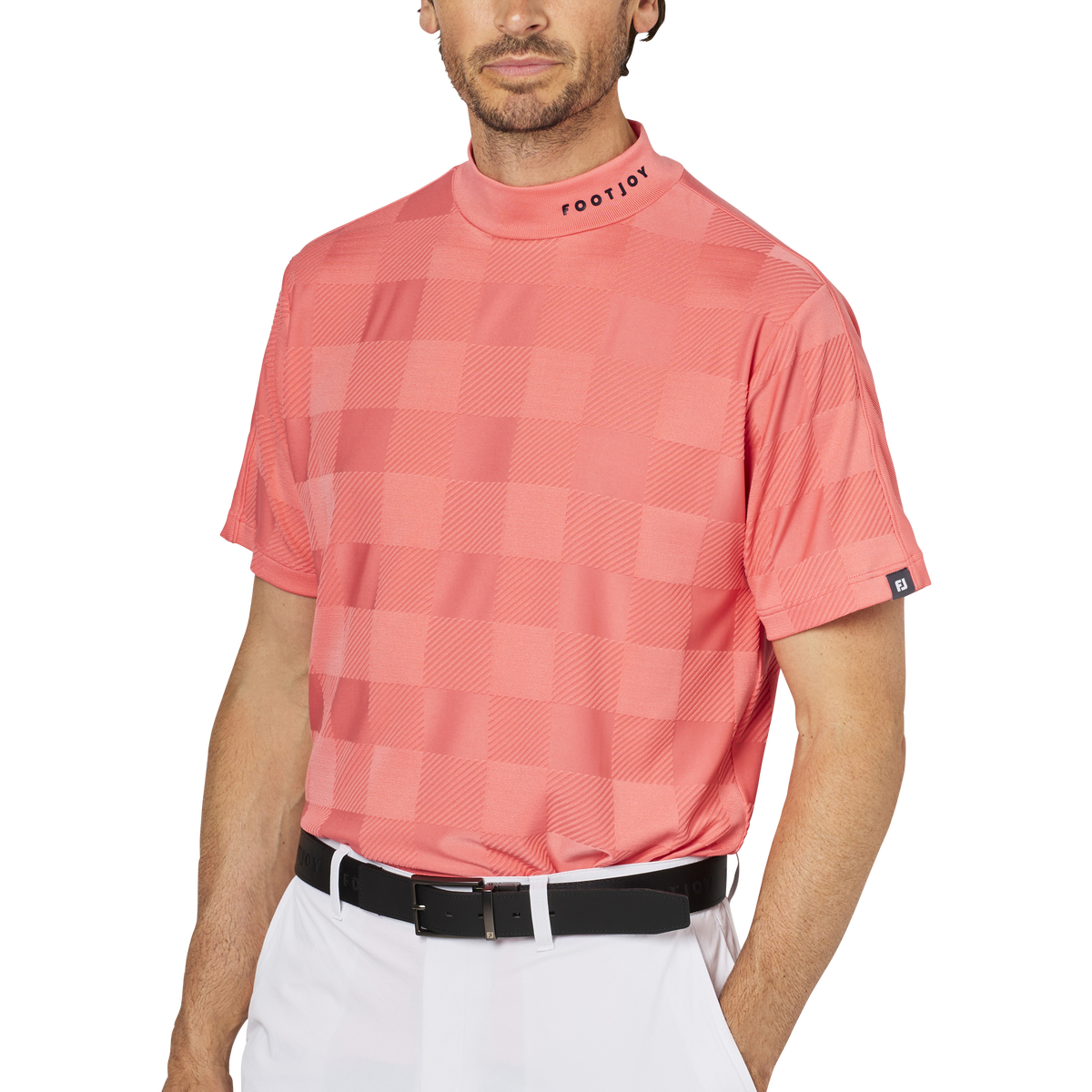 チェックジャカード半袖モックネックシャツ - FootJoy Japan チェックジャカード半袖モックネックシャツ - FootJoy Japan