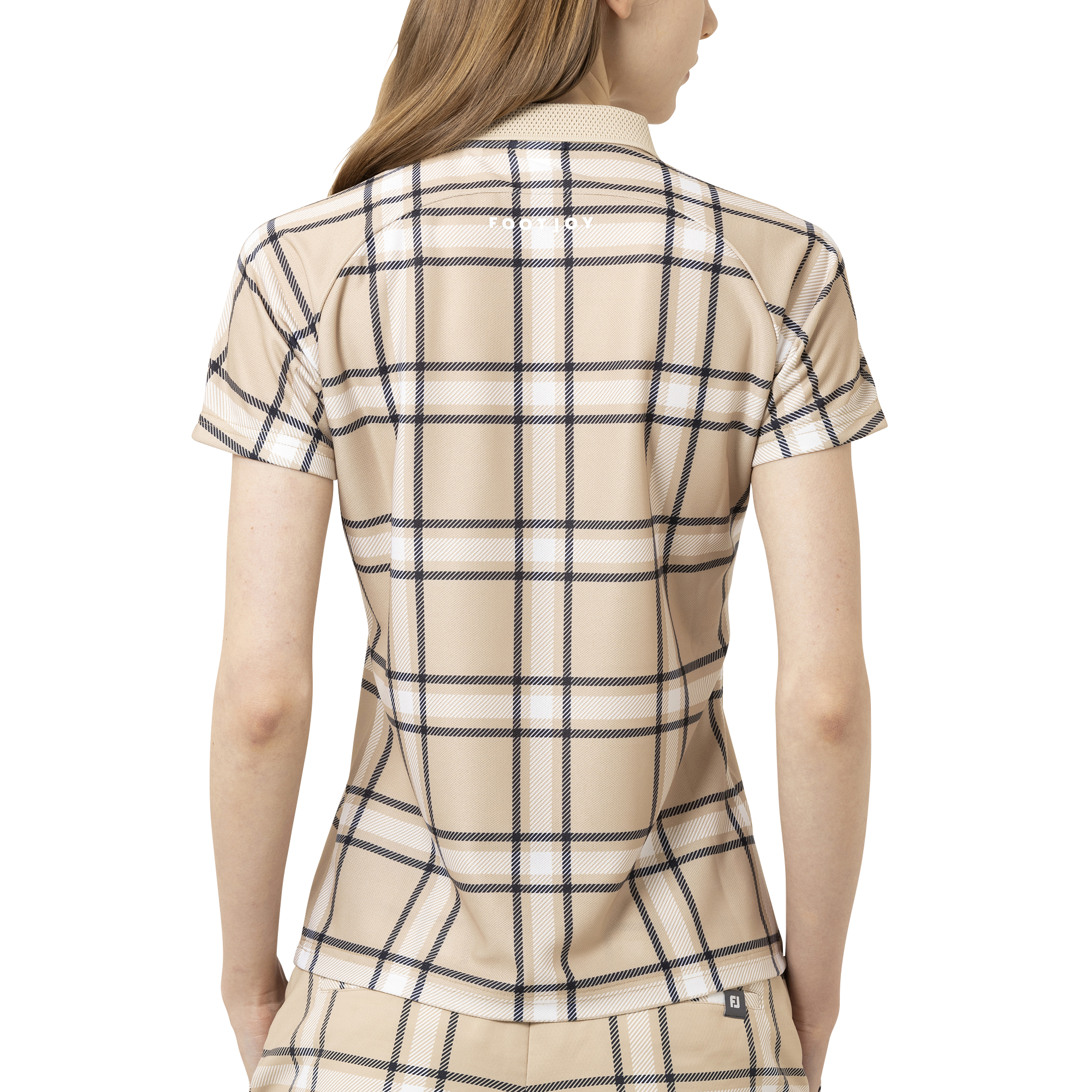 チェックプリント半袖鹿の子ポロ