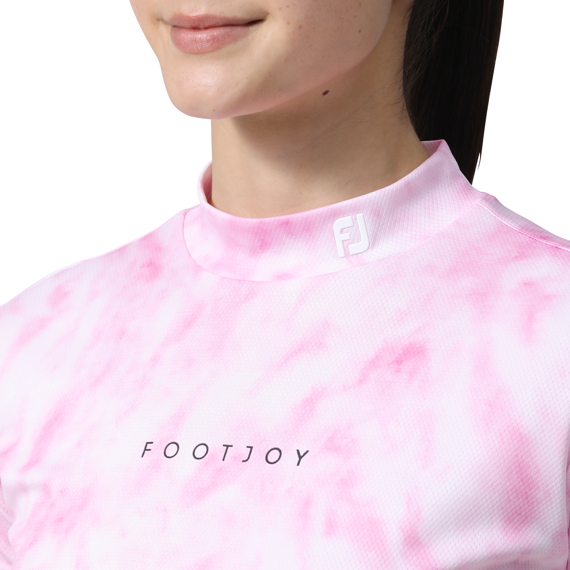 タイダイプリント半袖モックネックシャツ