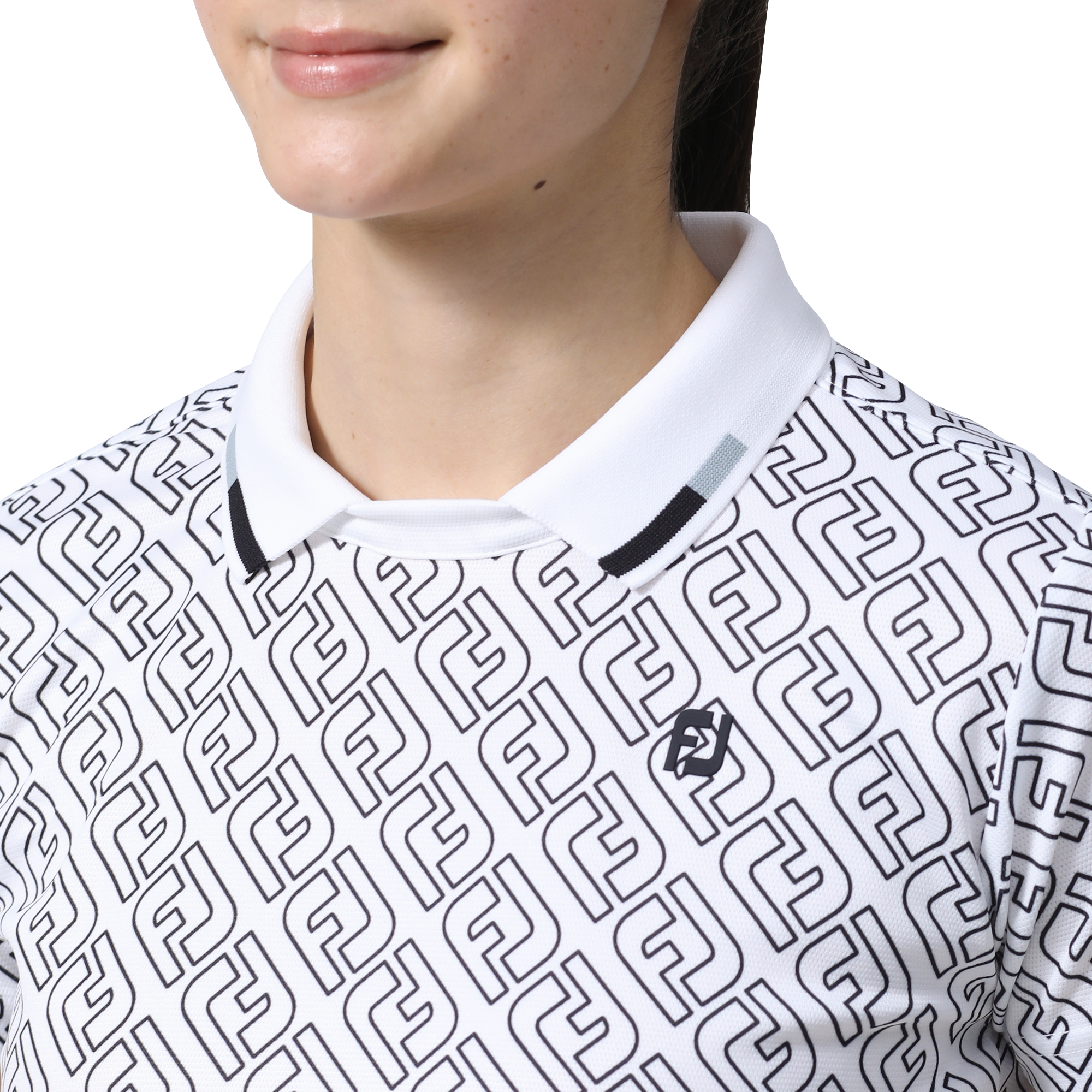 FJアウトラインプリント半袖スキッパーポロ