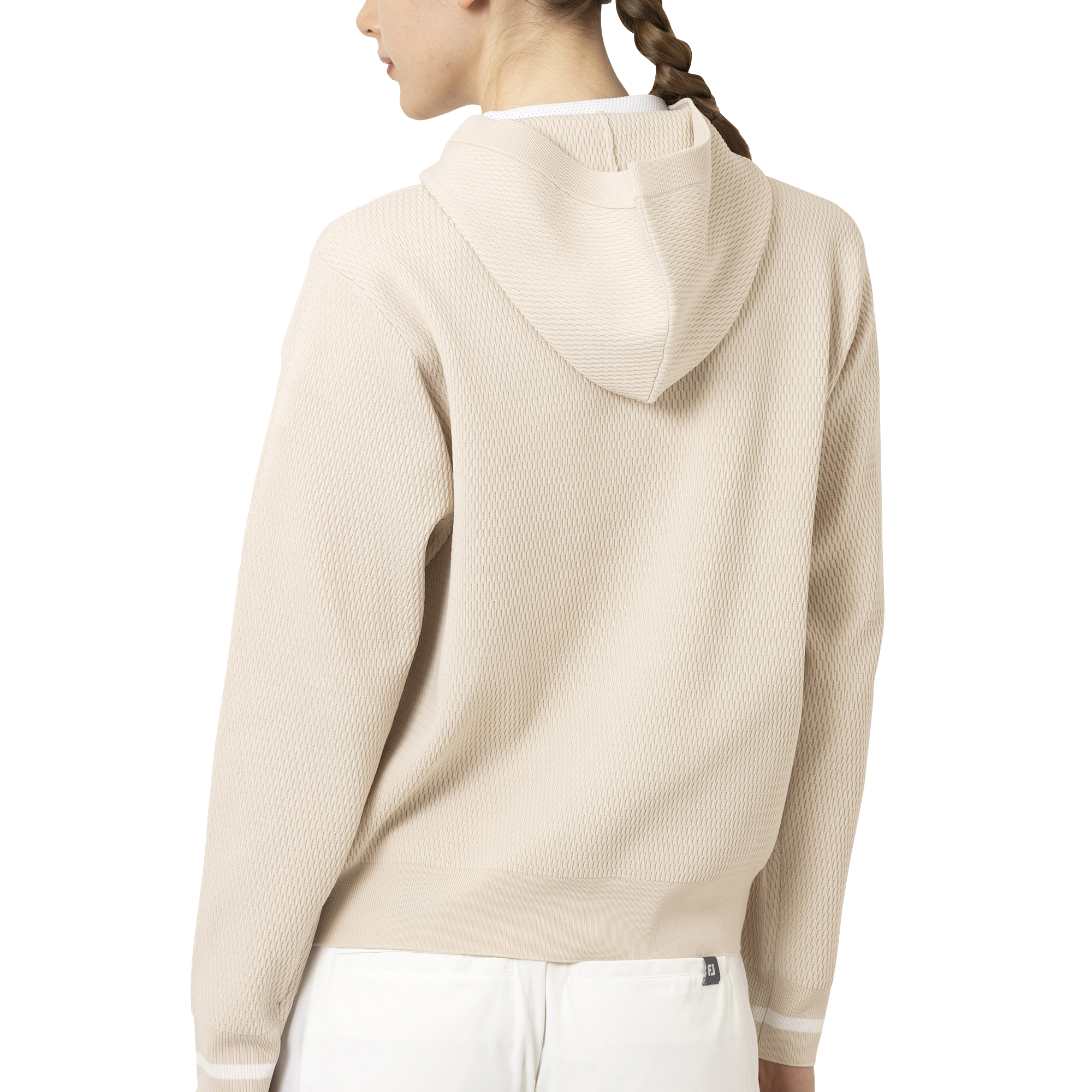 ハニカム柄長袖プルオーバーセーターフーディー