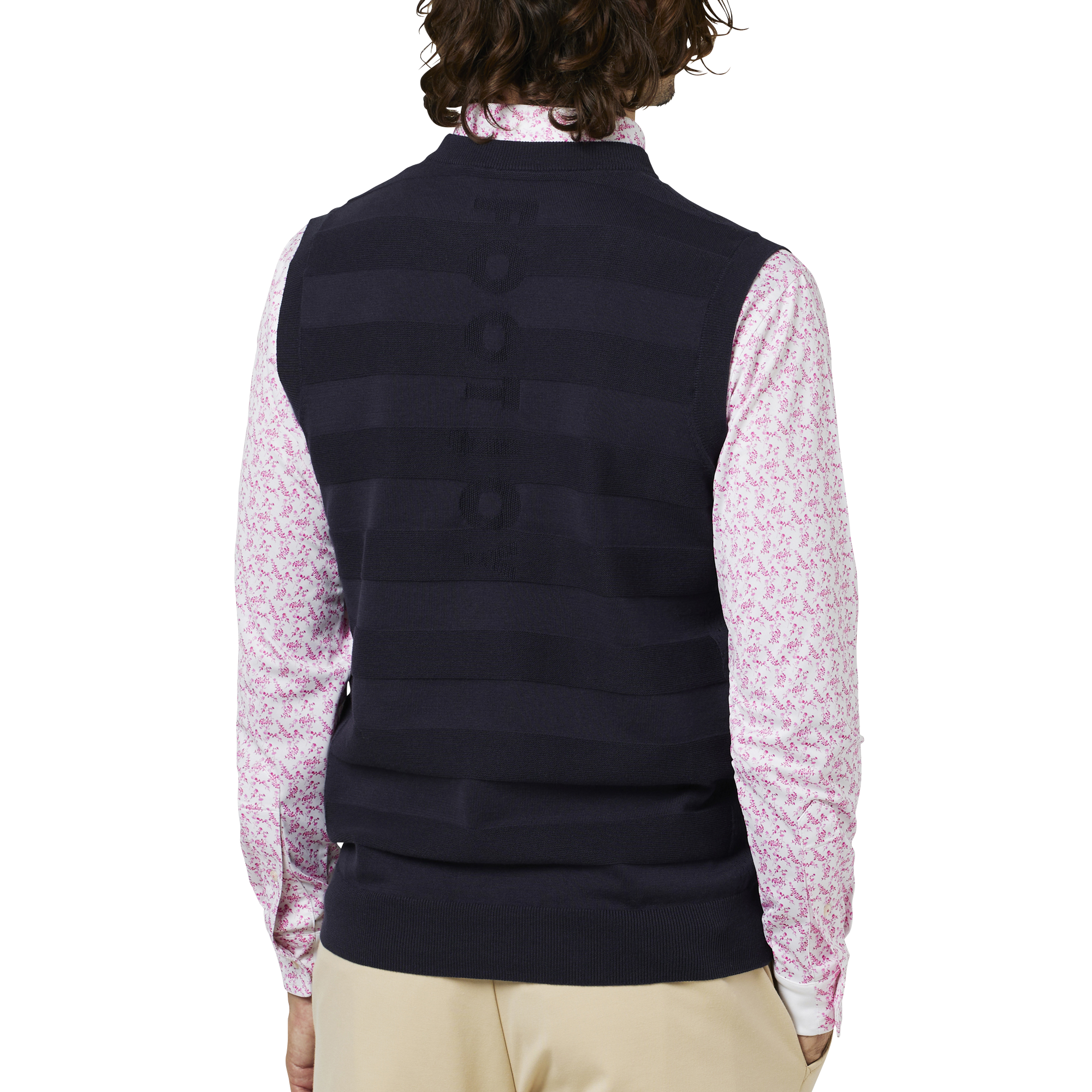 編地切替ボーダークルーネックベスト