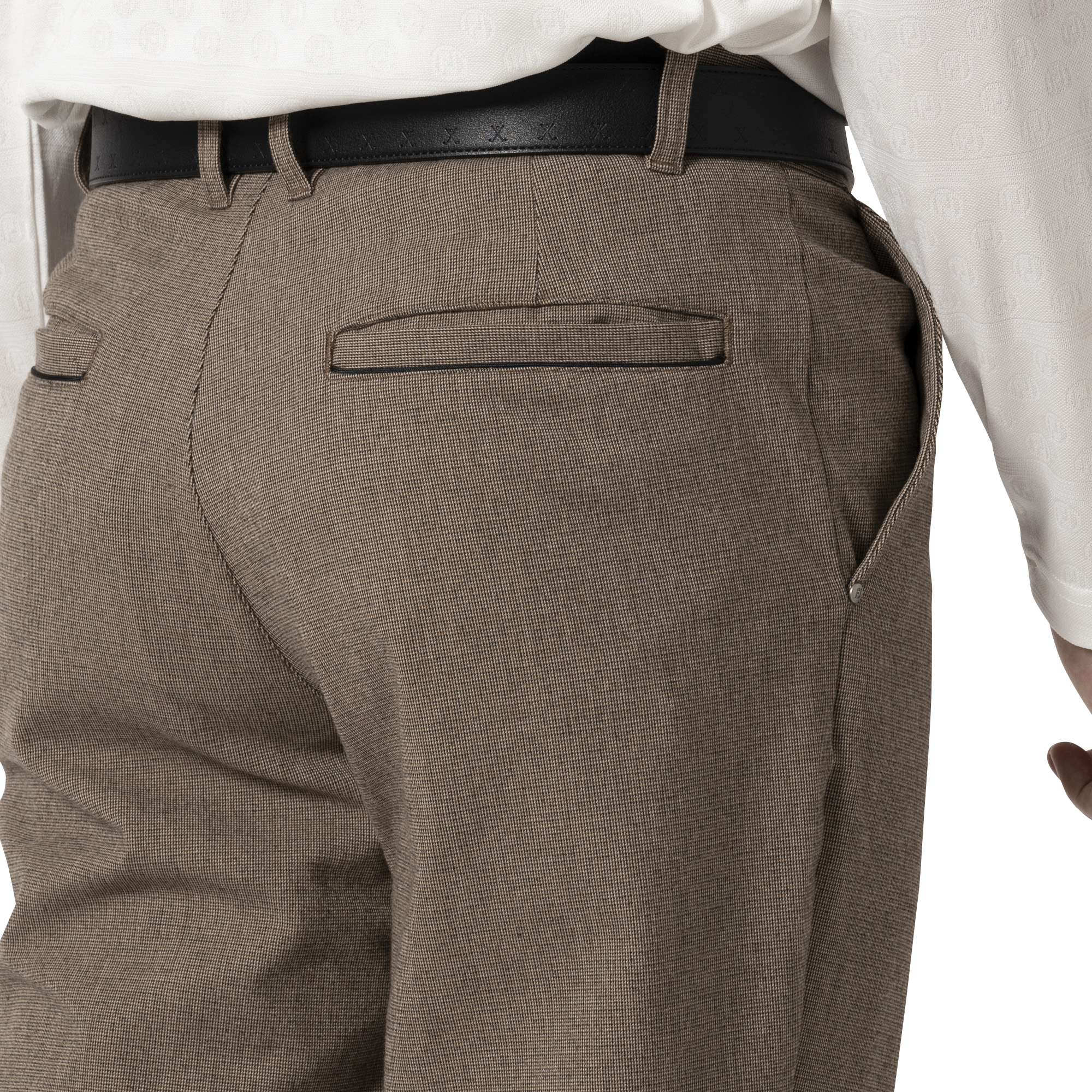 MEN'S マイクロチェック ストレッチロングパンツ