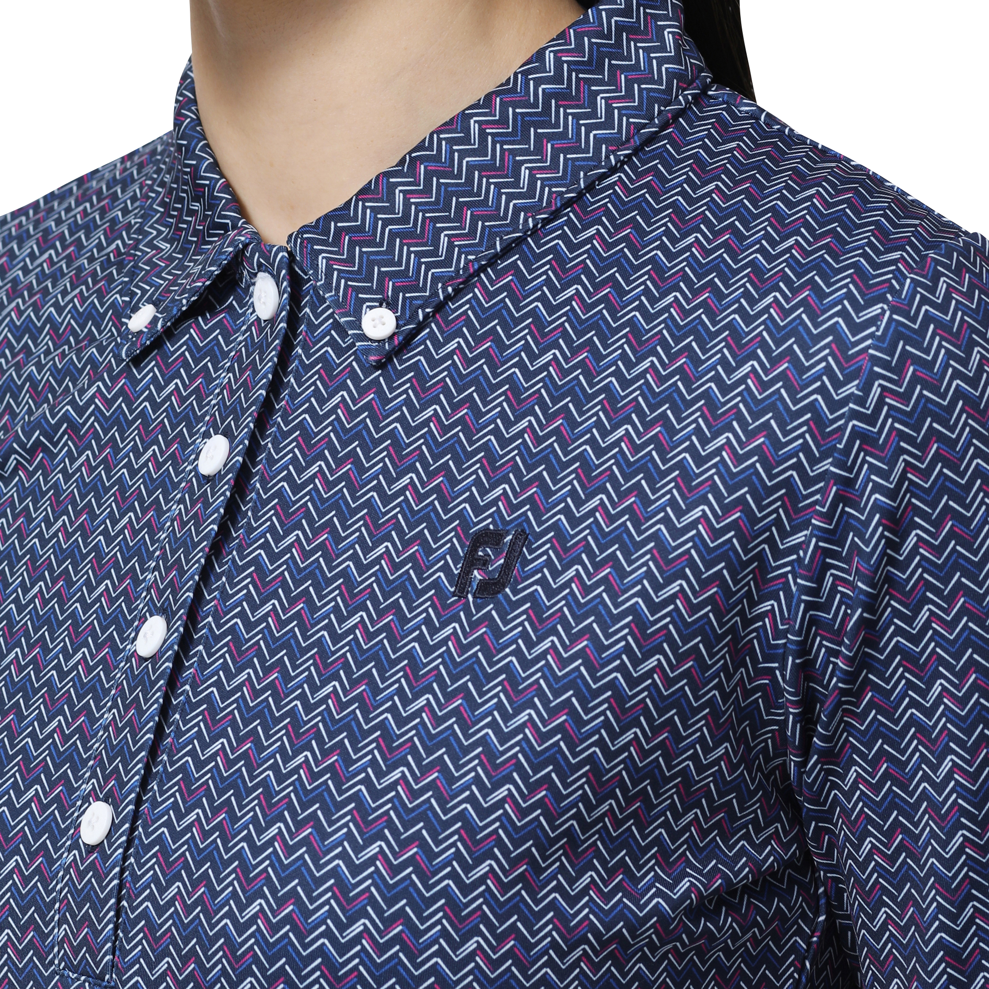 WOMEN'S シェブロンプリント長袖ストレッチシャツ