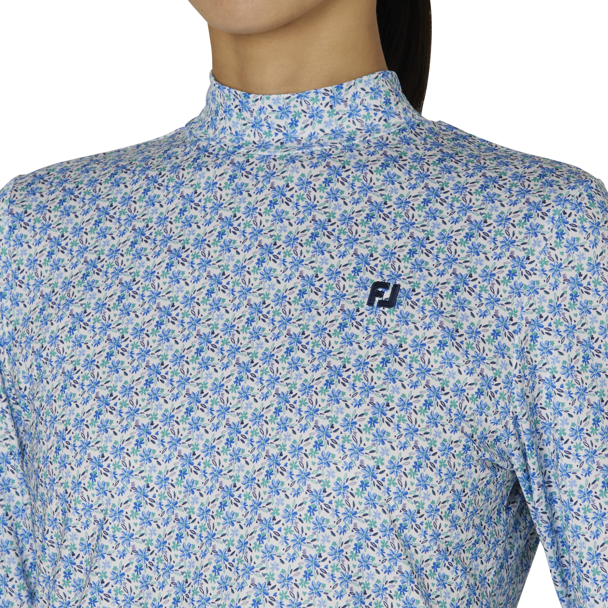 WOMEN'S フローラルプリント 長袖モックネックシャツ