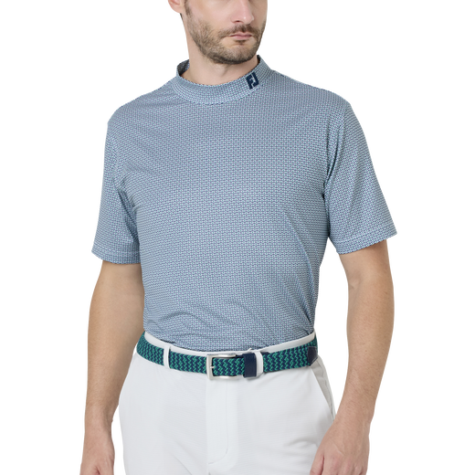 ノーティカルフラッグ ストレッチライル半袖モックネックシャツ