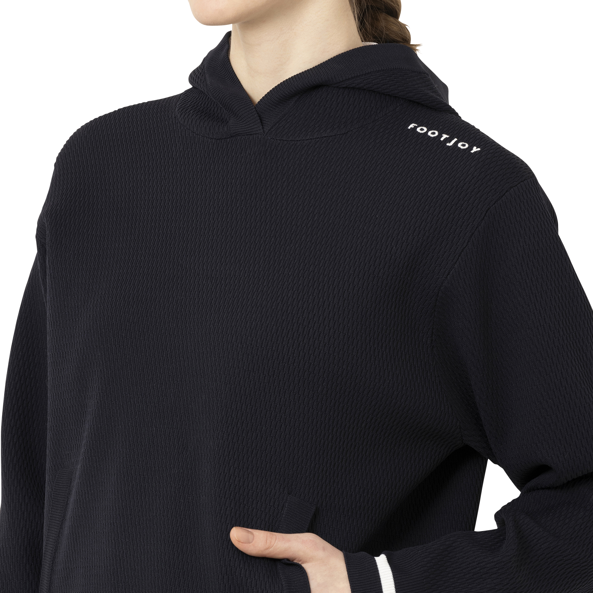 ハニカム柄長袖プルオーバーセーターフーディー