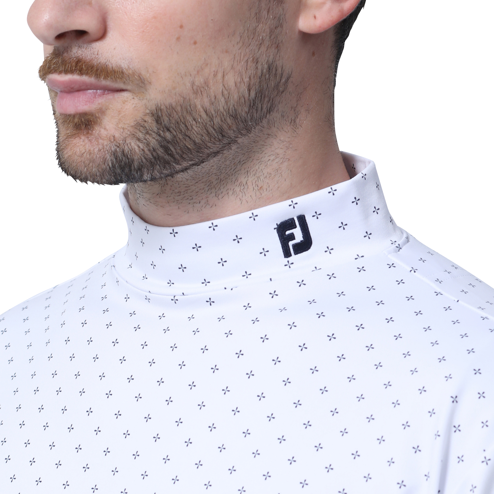 MEN'S フラワーアイコン蓄熱保温長袖モックネックシャツ