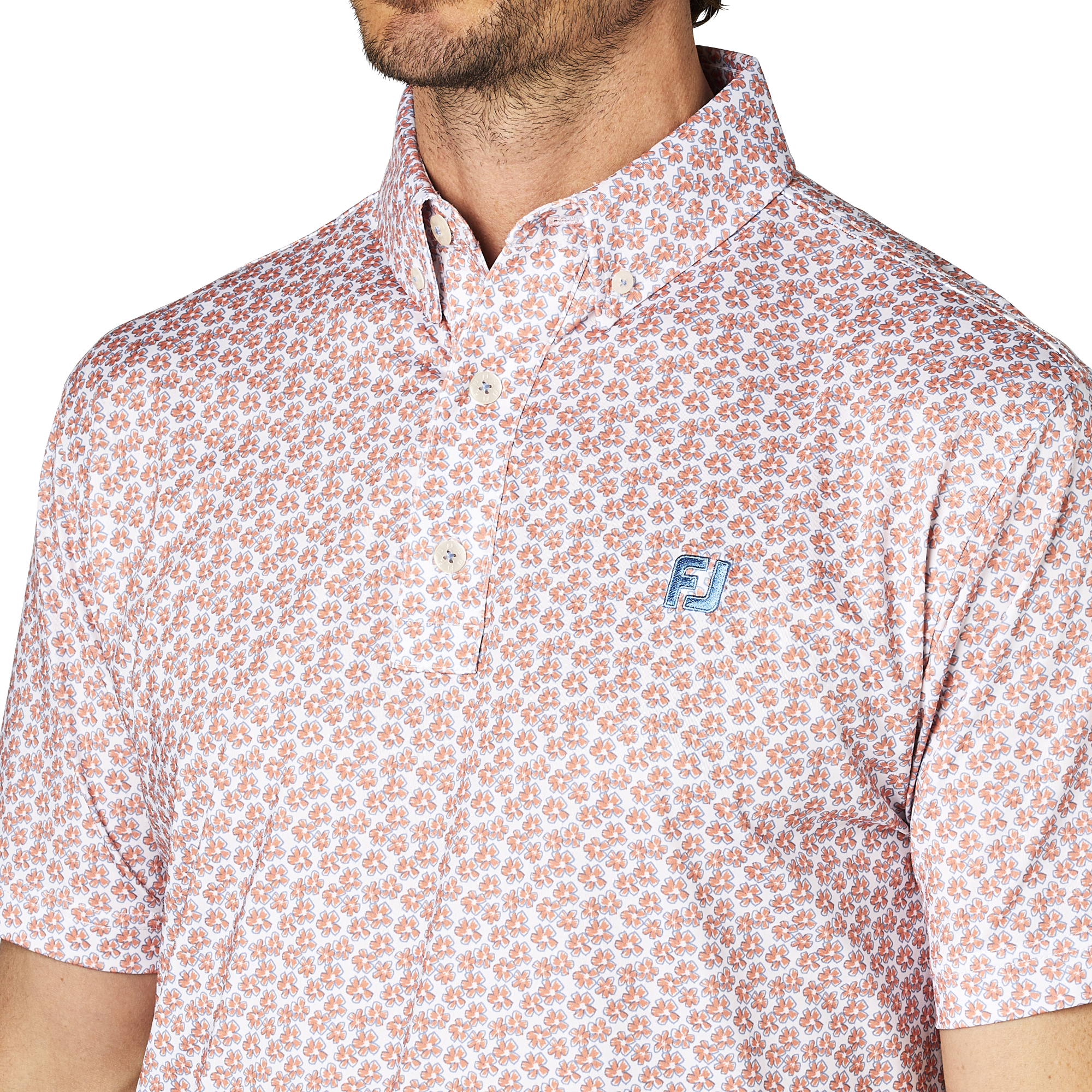 フラワープリント半袖ボタンダウンシャツ