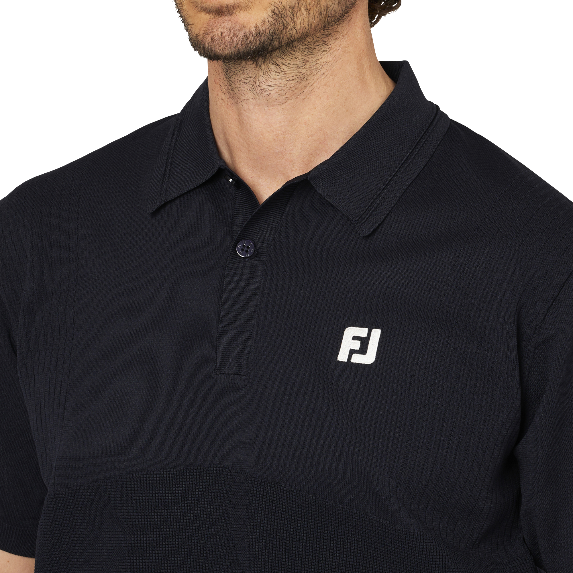 編地切替半袖セーターポロ