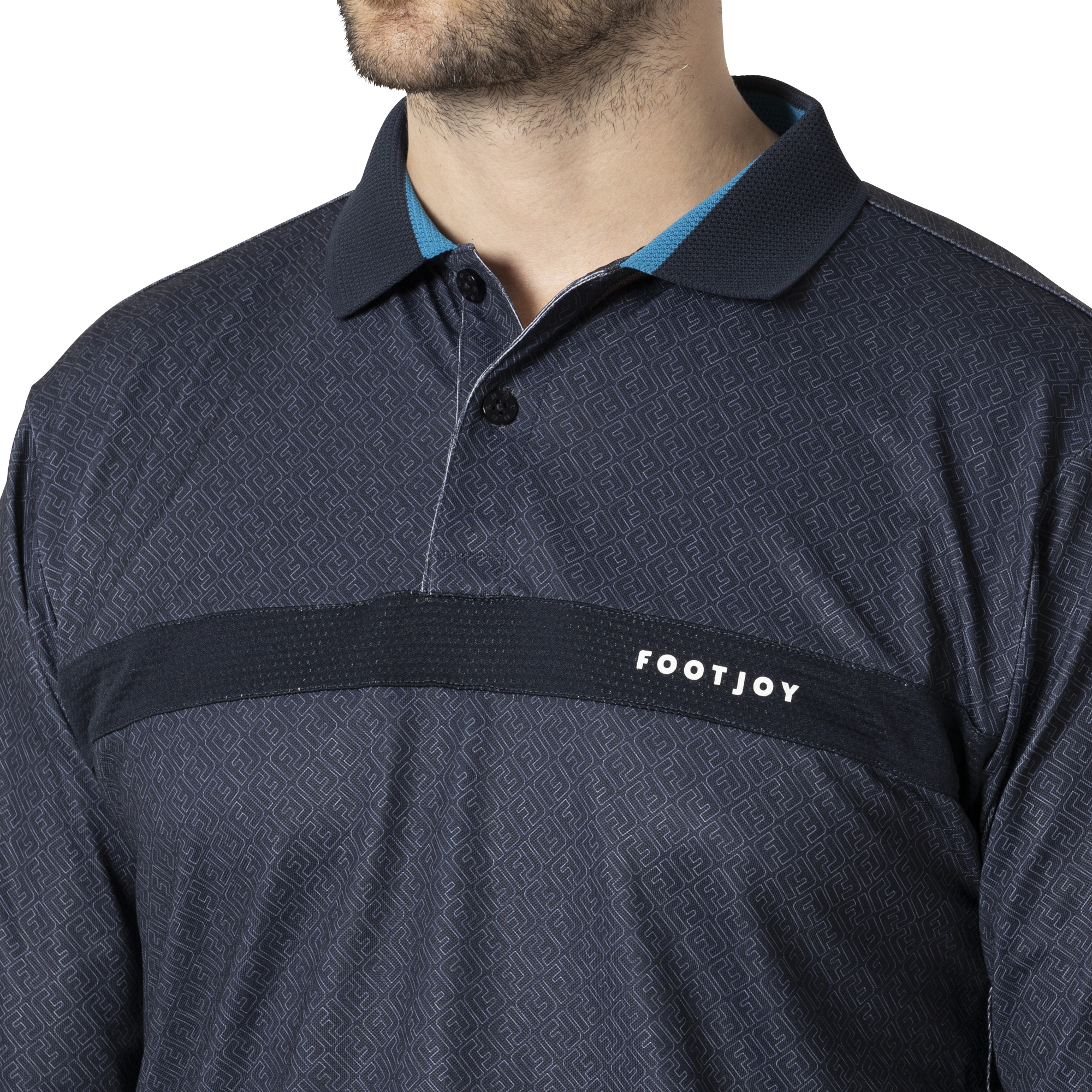 MEN'S FJアウトラインプリント 長袖メッシュポロ