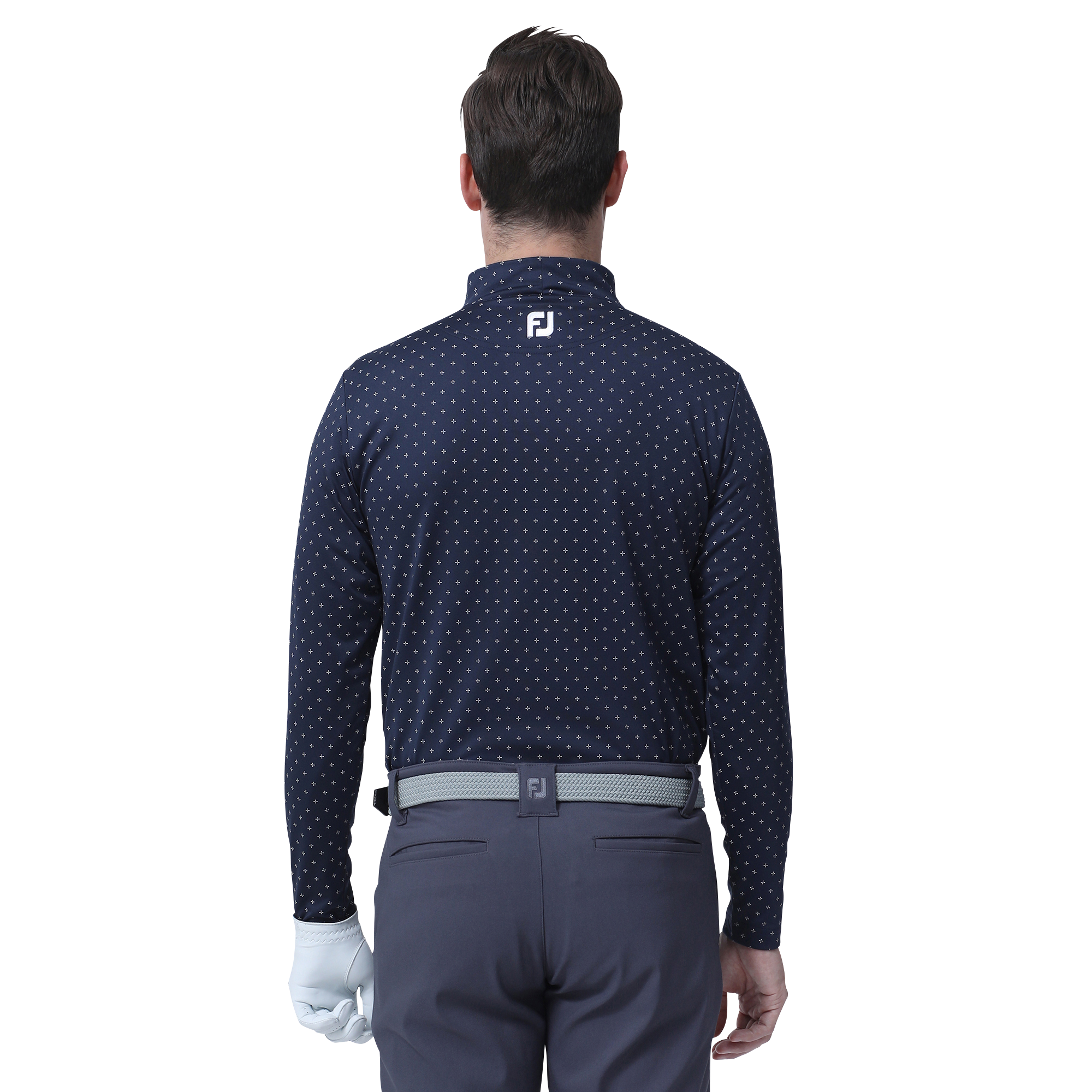 MEN'S フラワーアイコン蓄熱保温長袖モックネックシャツ