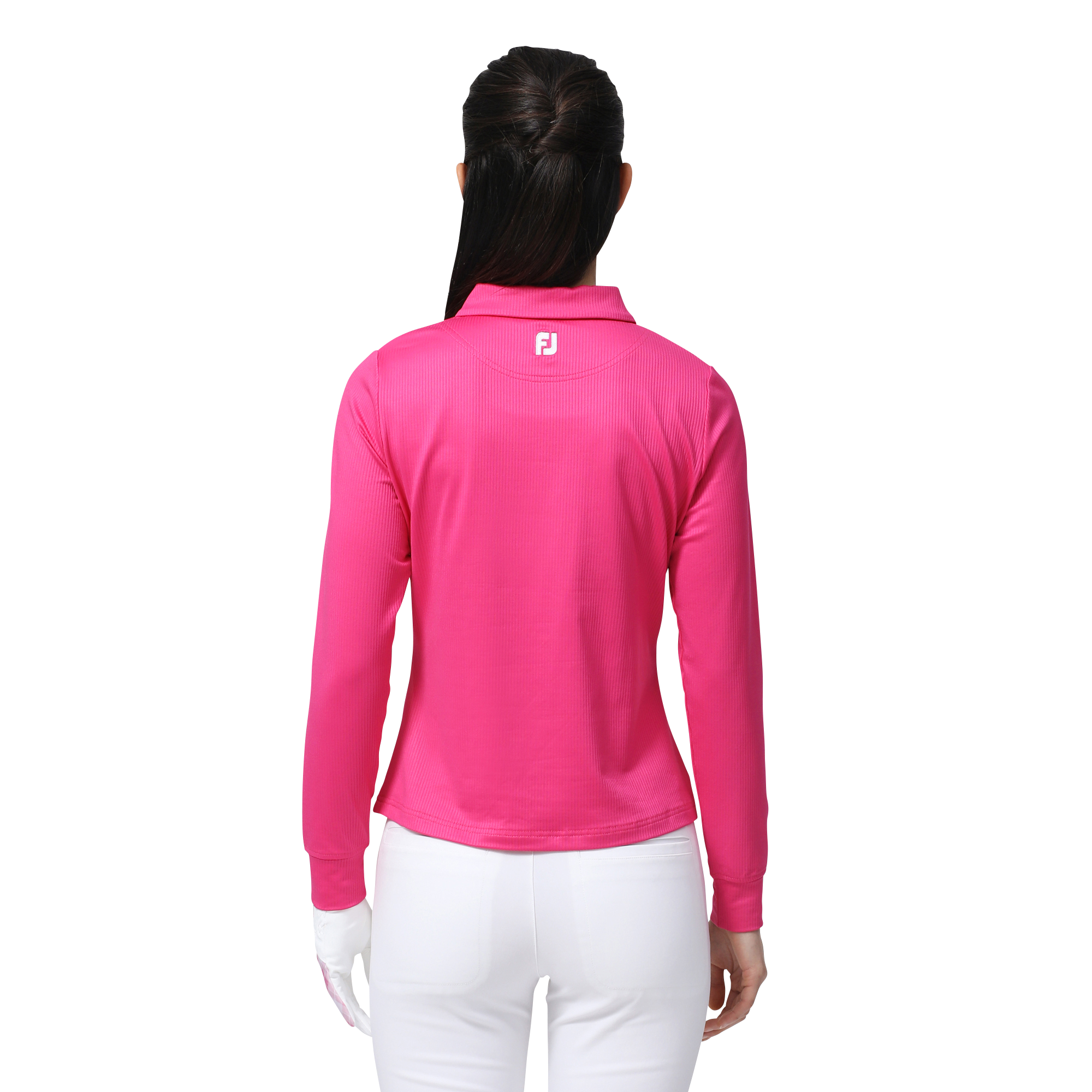 WOMEN'S リブニット長袖ストレッチシャツ