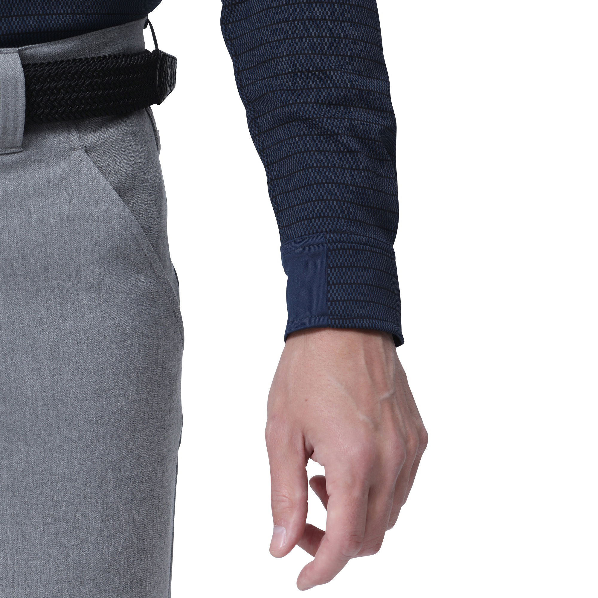 MEN'S バーズアイジャカードストライプ長袖ボタンダウンシャツ