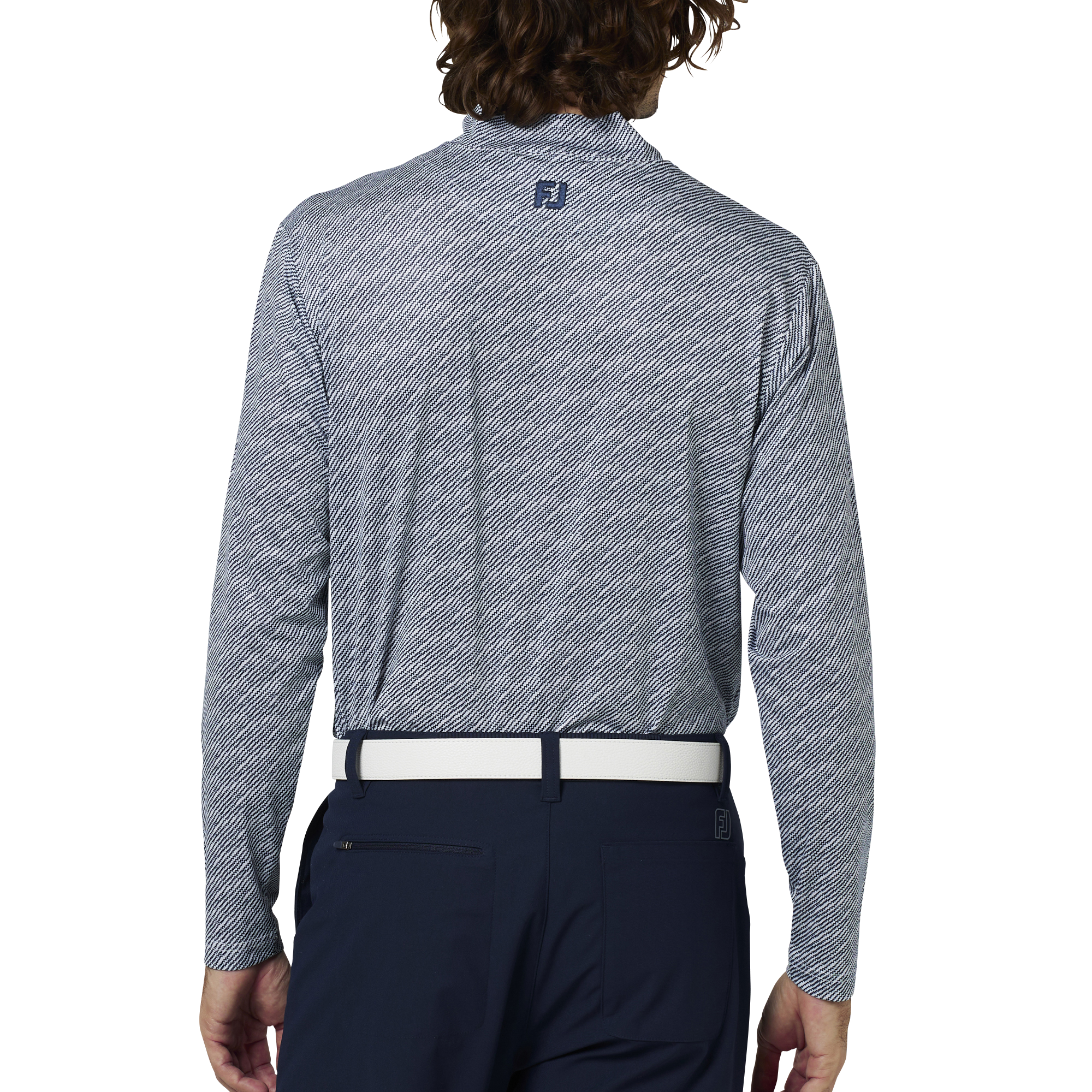 ウェーブラインプリントモックネック長袖シャツ