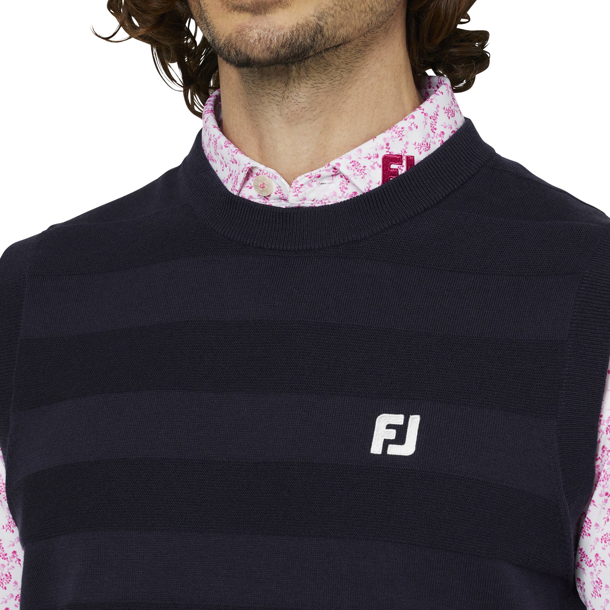 編地切替ボーダークルーネックベスト