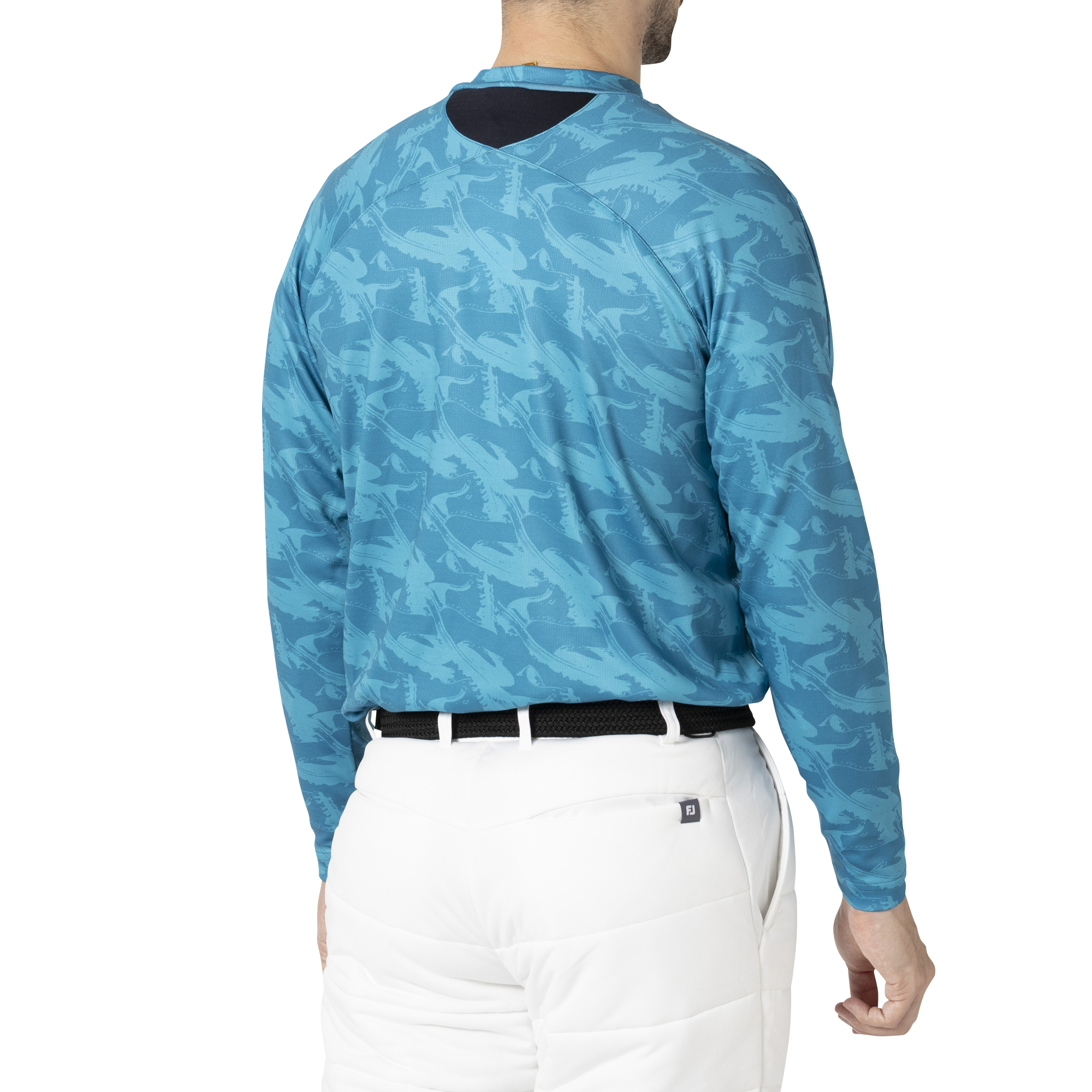 MEN'S フットウェアモチーフプリント 長袖モックネックシャツ