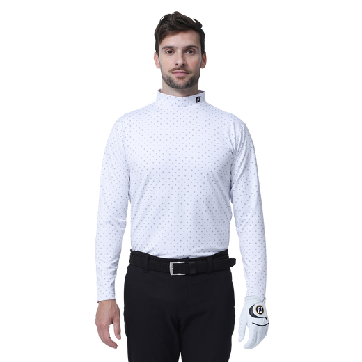 MEN&#39;S フラワーアイコン蓄熱保温長袖モックネックシャツ