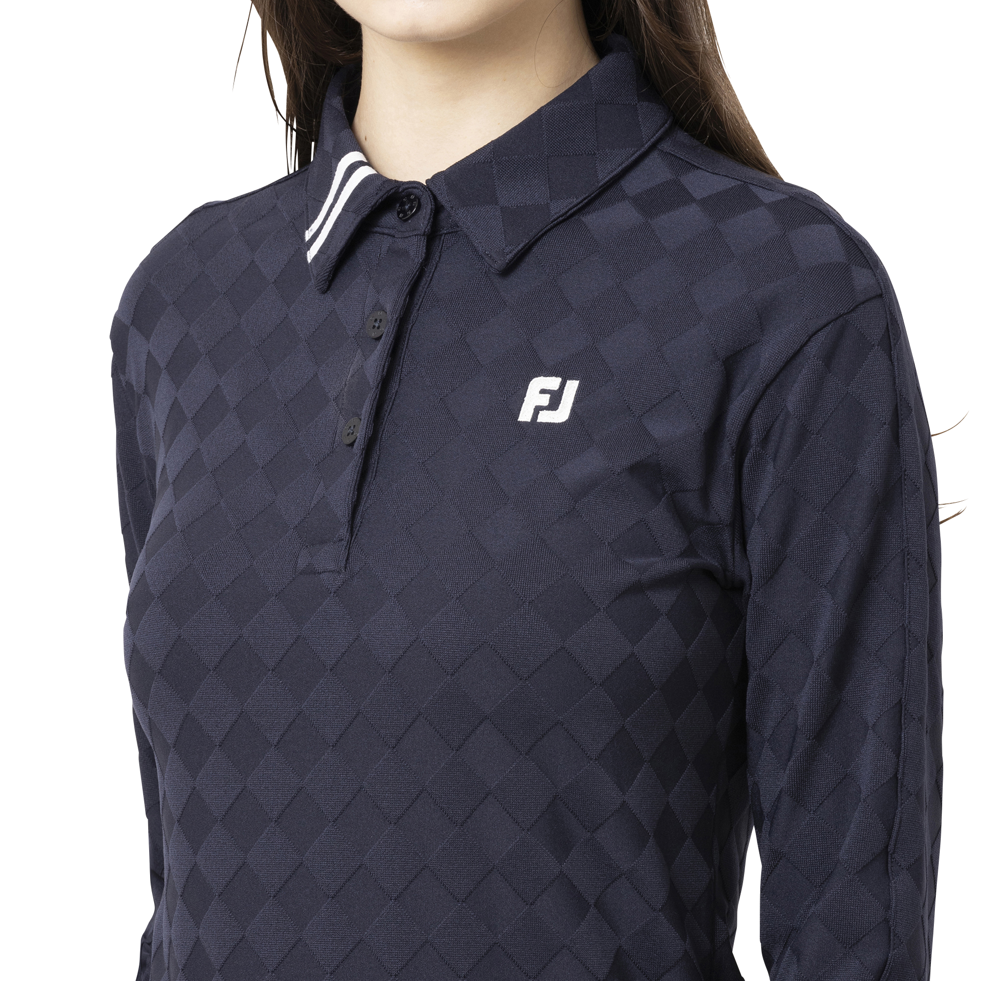 アーガイルジャカード長袖シャツ