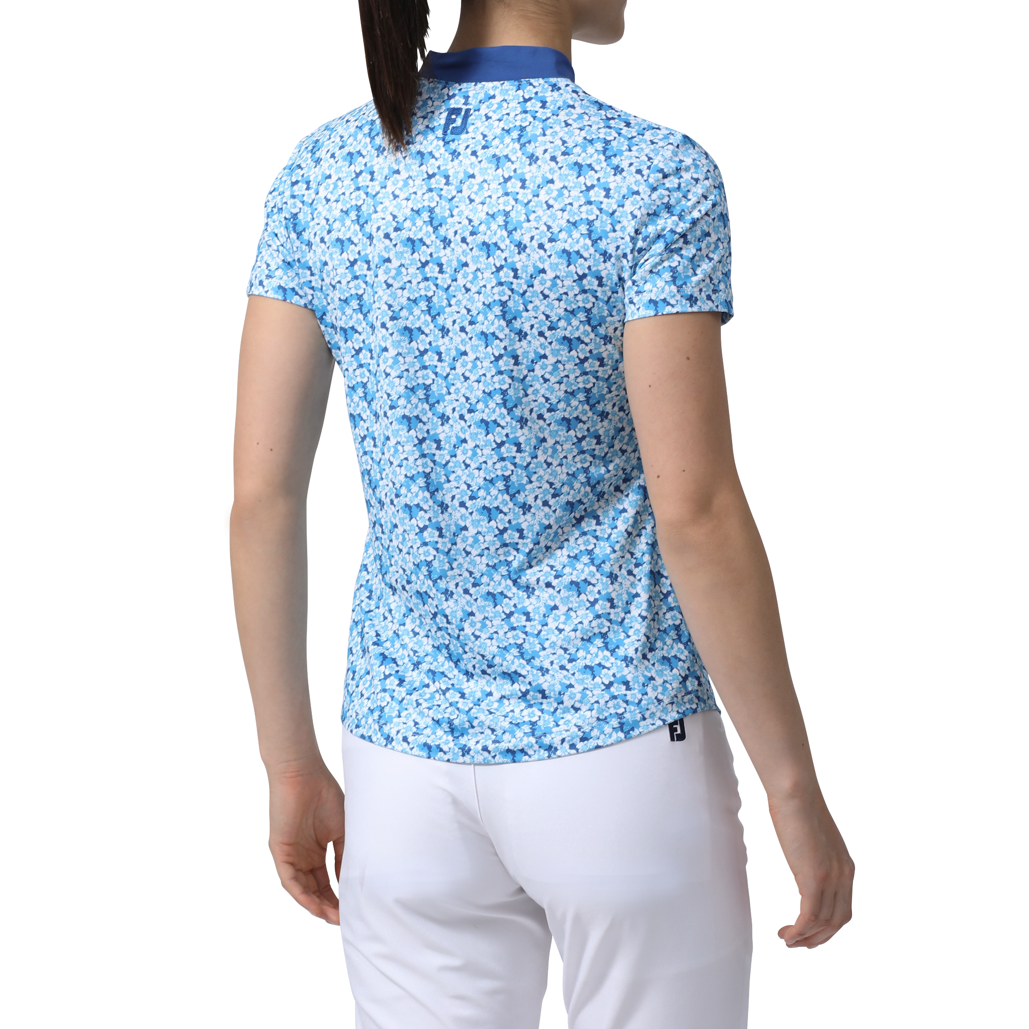 サクラソウプリント半袖モックネックシャツ