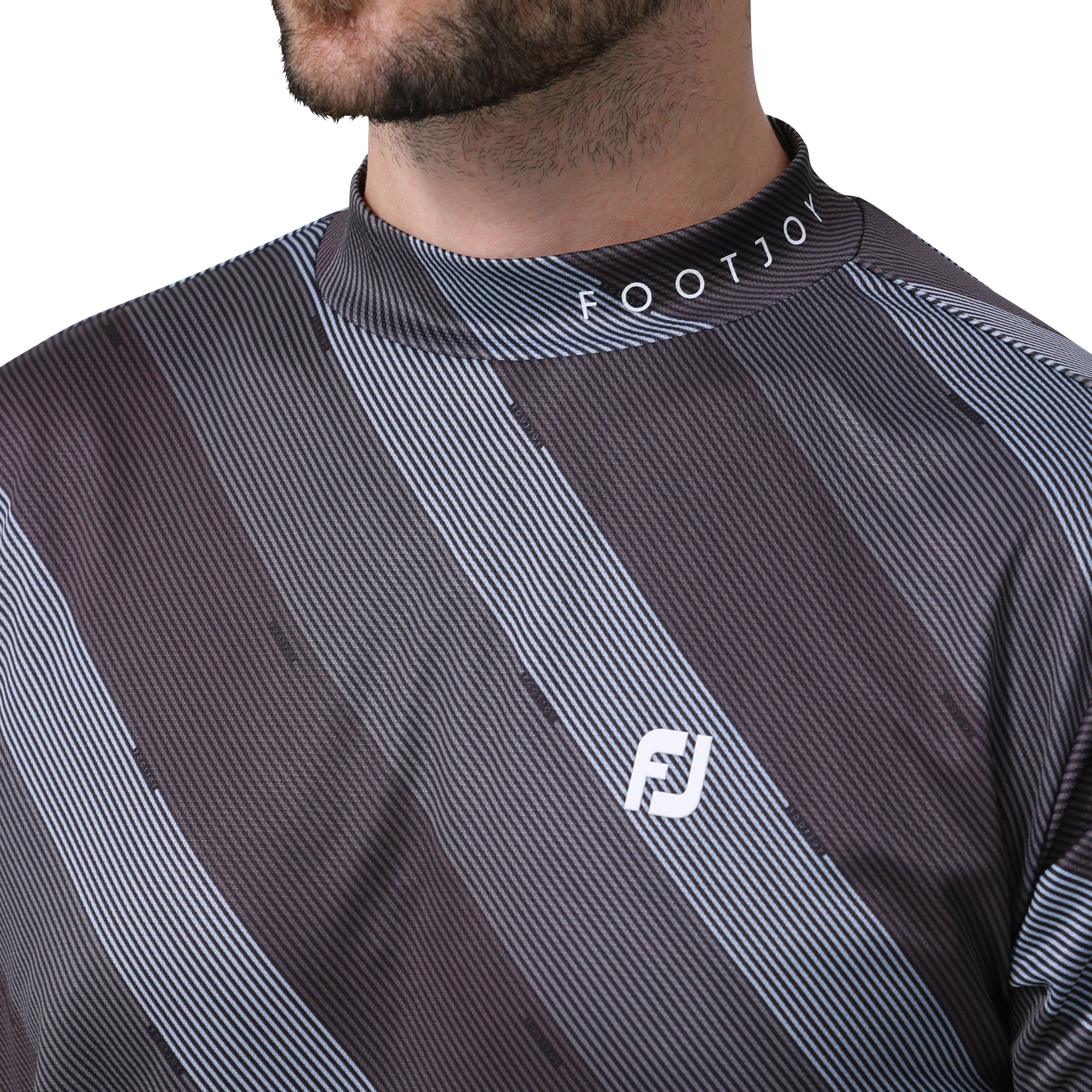 レジメンタルストライププリント半袖モックネックシャツ