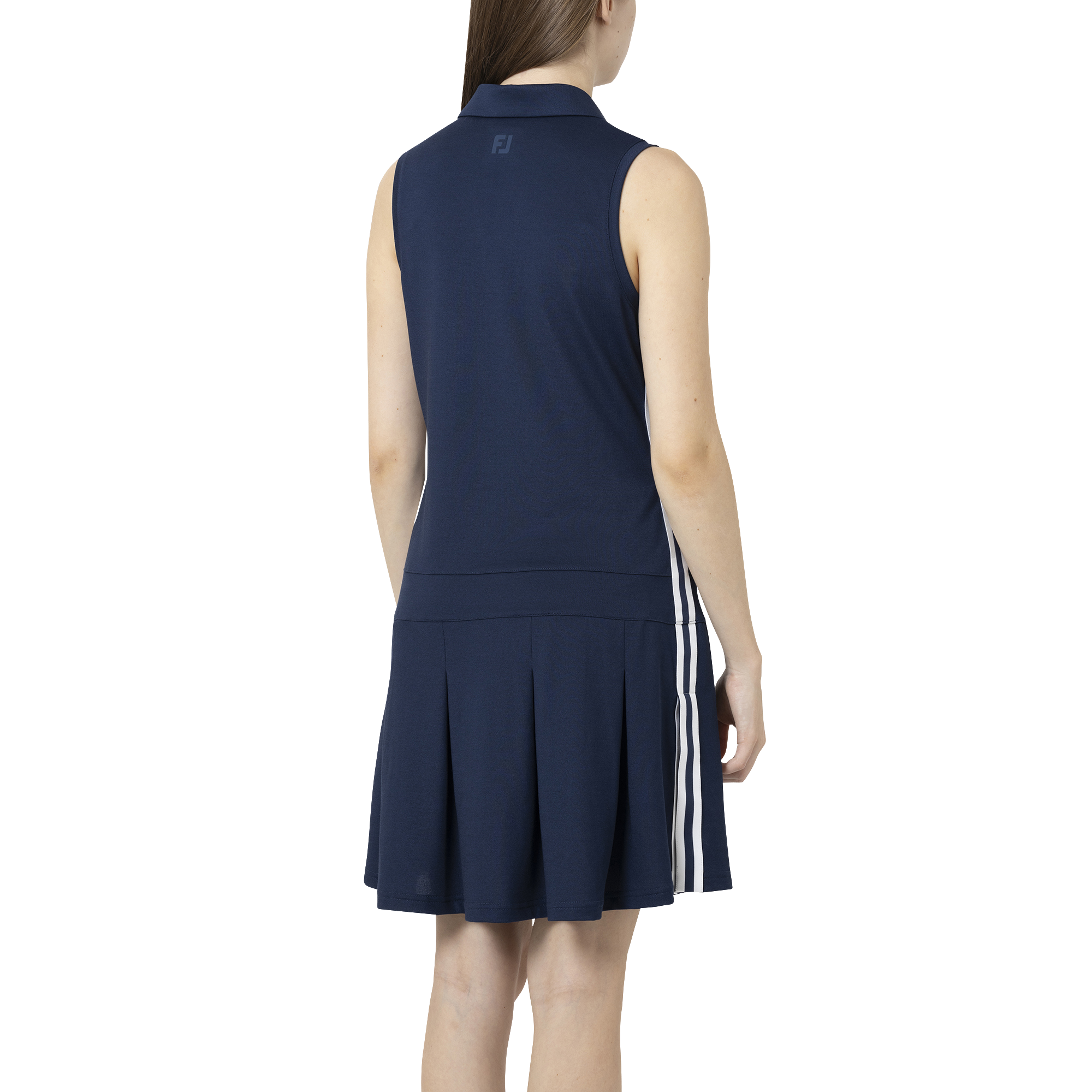 鹿の子ストレッチ　オープンプラケット ノースリーブ　シャツドレス