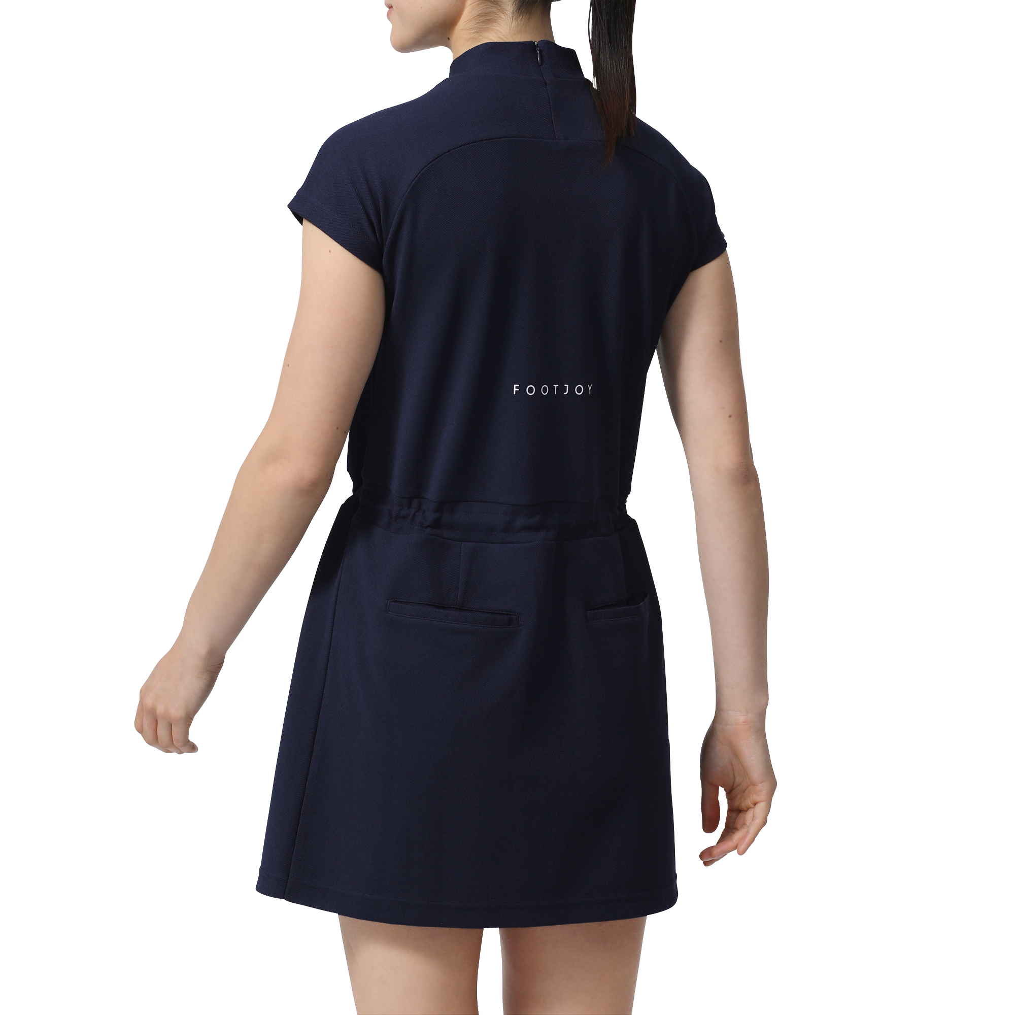 モックネック半袖ワンピース