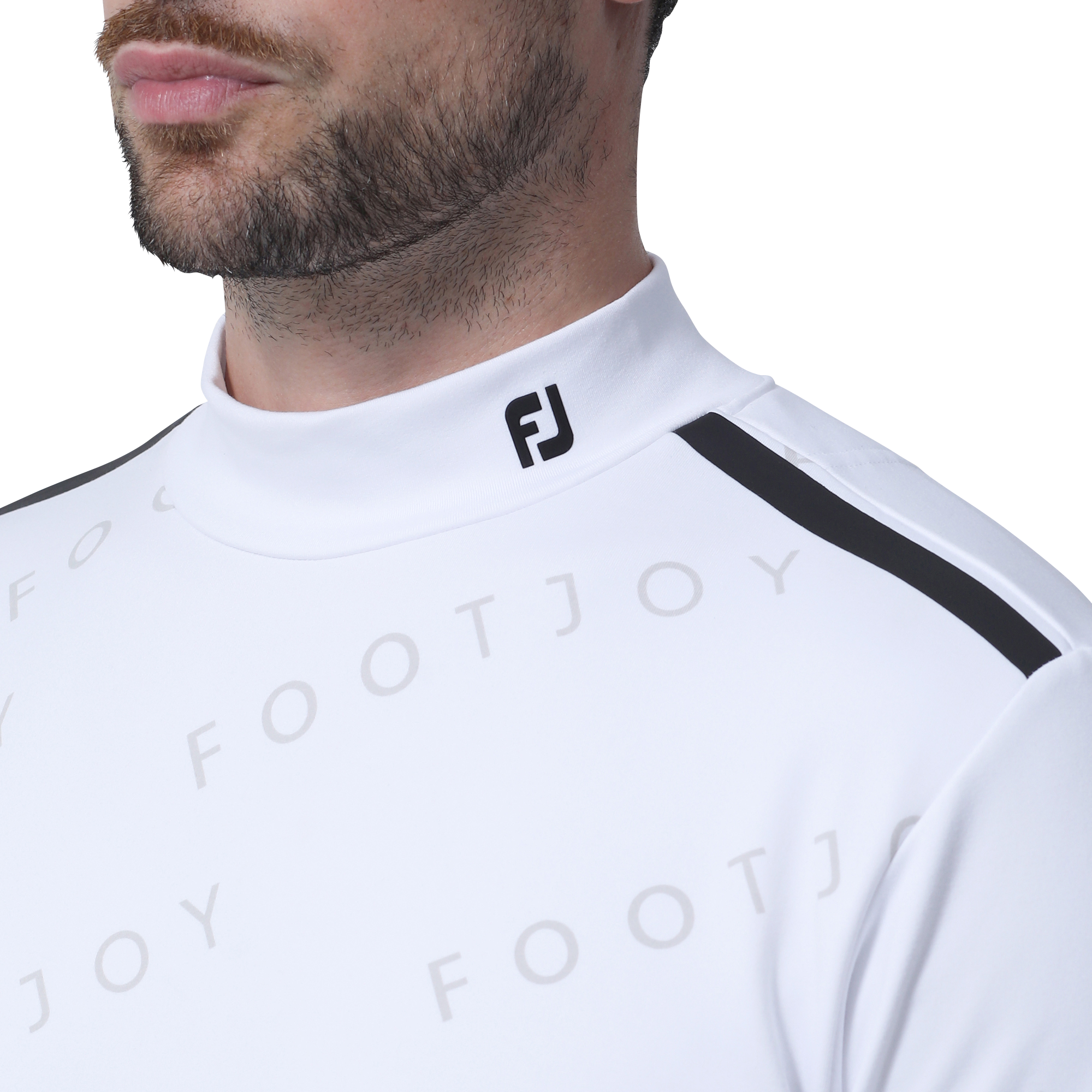 MEN'S ダイアゴナルFOOTJOYプリント裏起毛モックネックシャツ