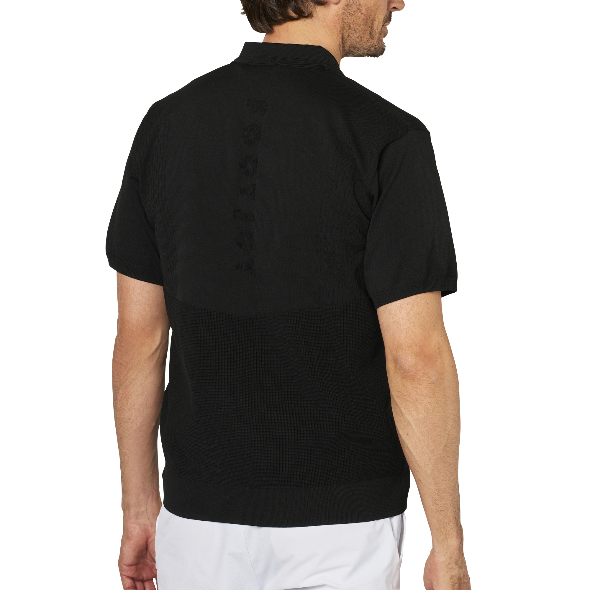 編地切替半袖セーターポロ