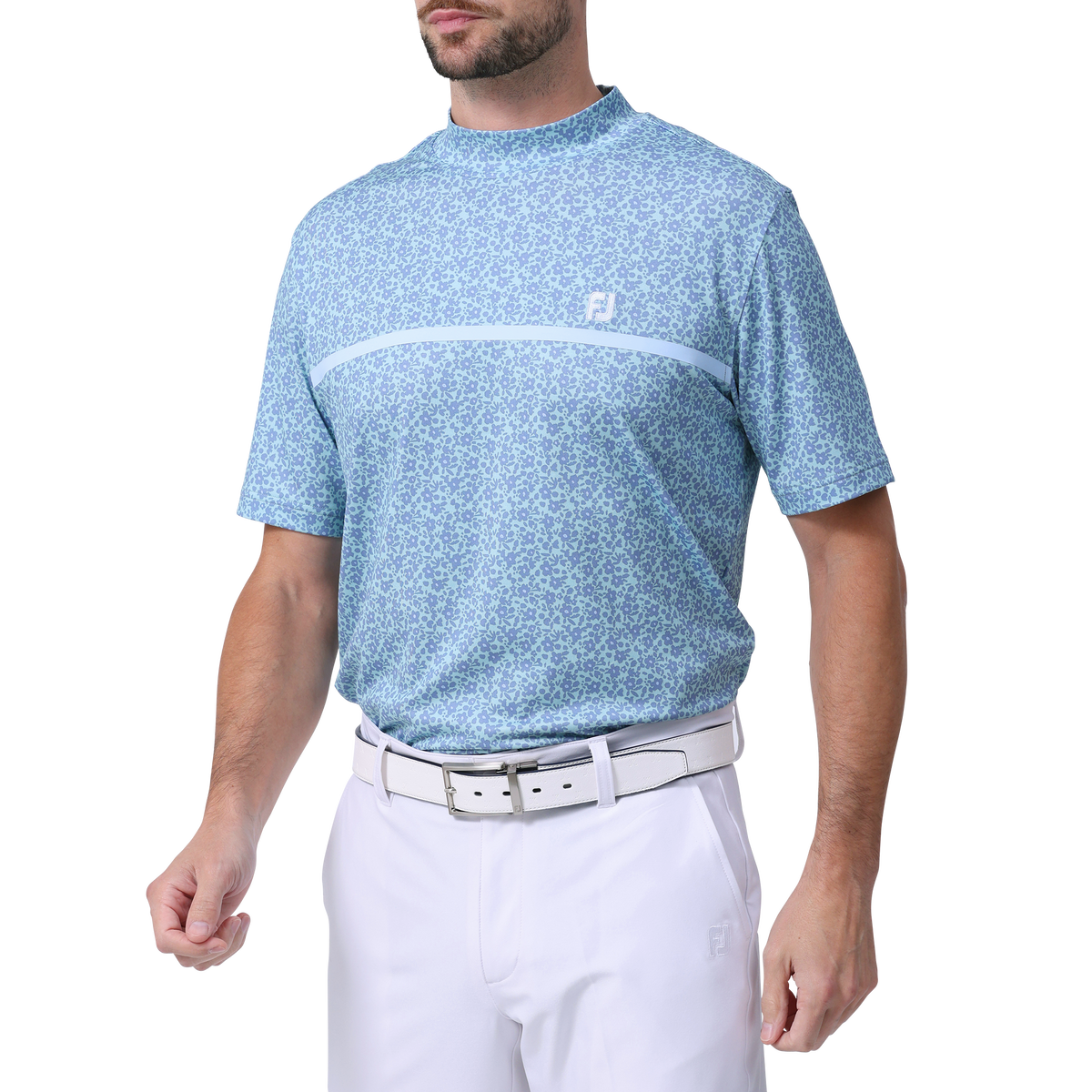 フラワープリント半袖モックネックシャツ - FootJoy Japan フラワープリント半袖モックネックシャツ - FootJoy Japan