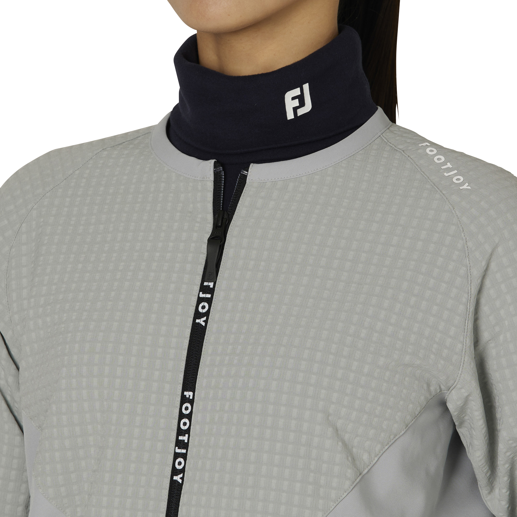 WOMEN'S TWINSOF 撥水ファブリックミックス 長袖フルジップクルーネックジャケット