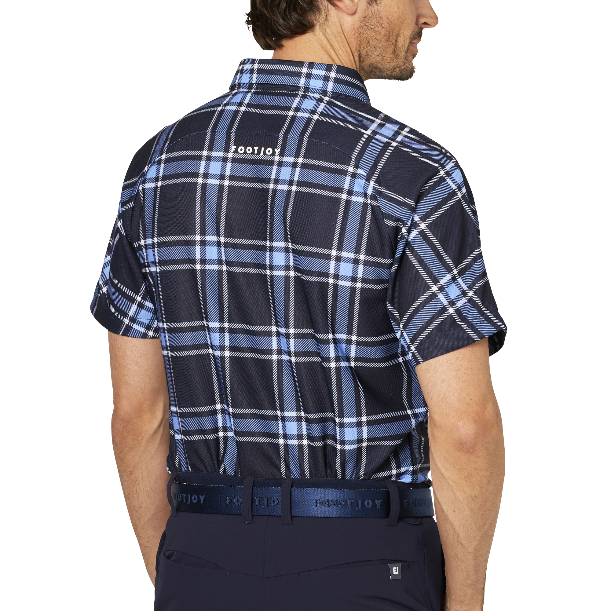 チェックプリント半袖鹿の子シャツ