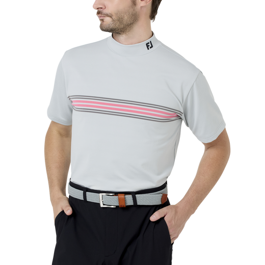 マルチクーリングメッシュ パネルボーダー モックネックシャツ