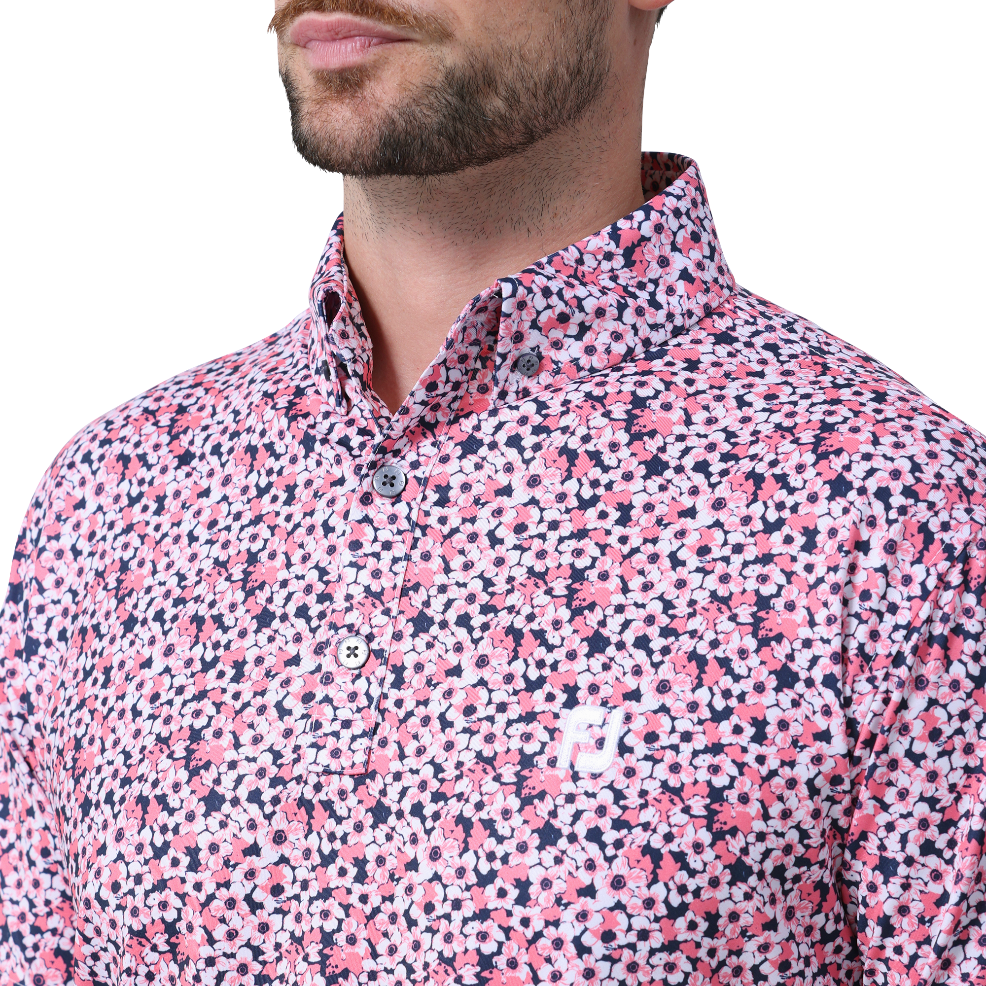 サクラソウプリント半袖ボタンダウンシャツ